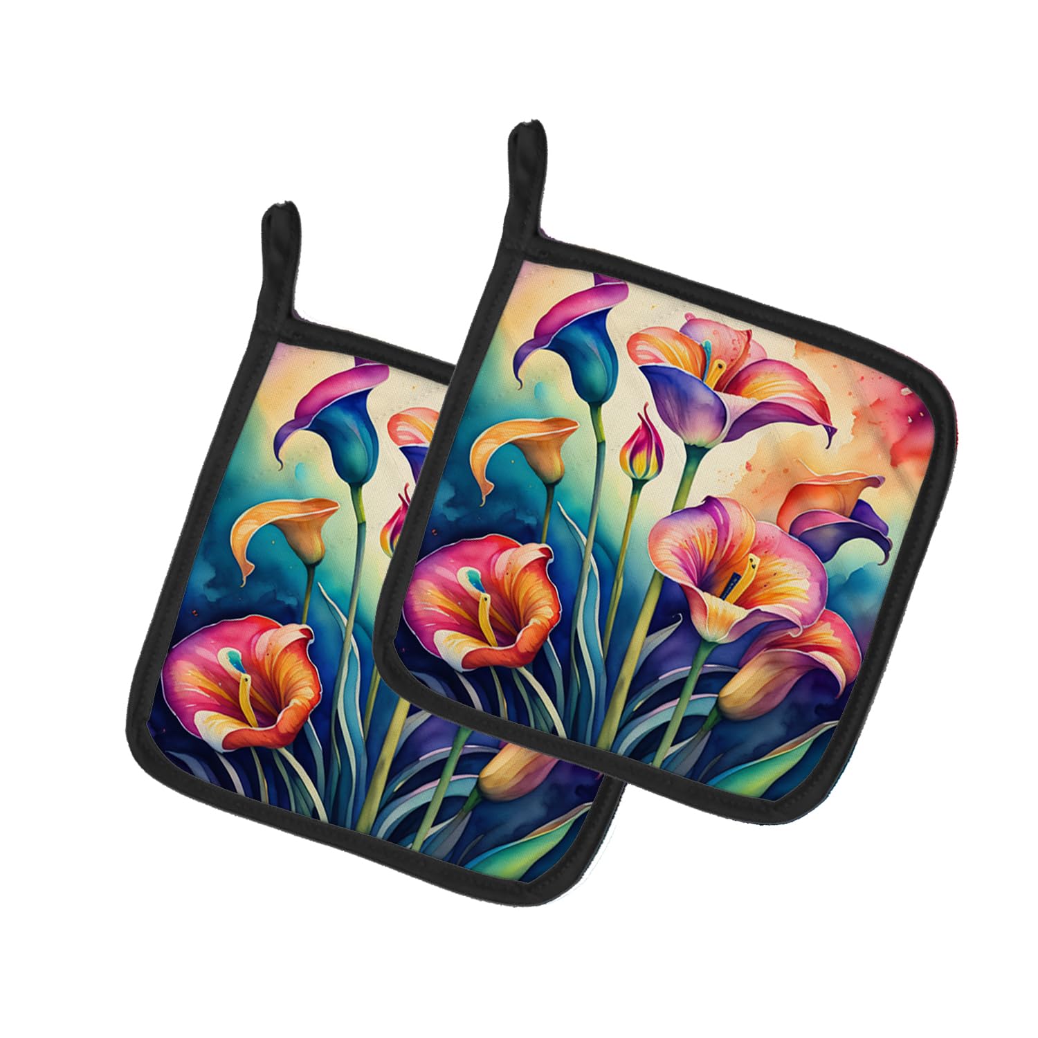 Colorful Calla Lilies Pair of Pot Holders