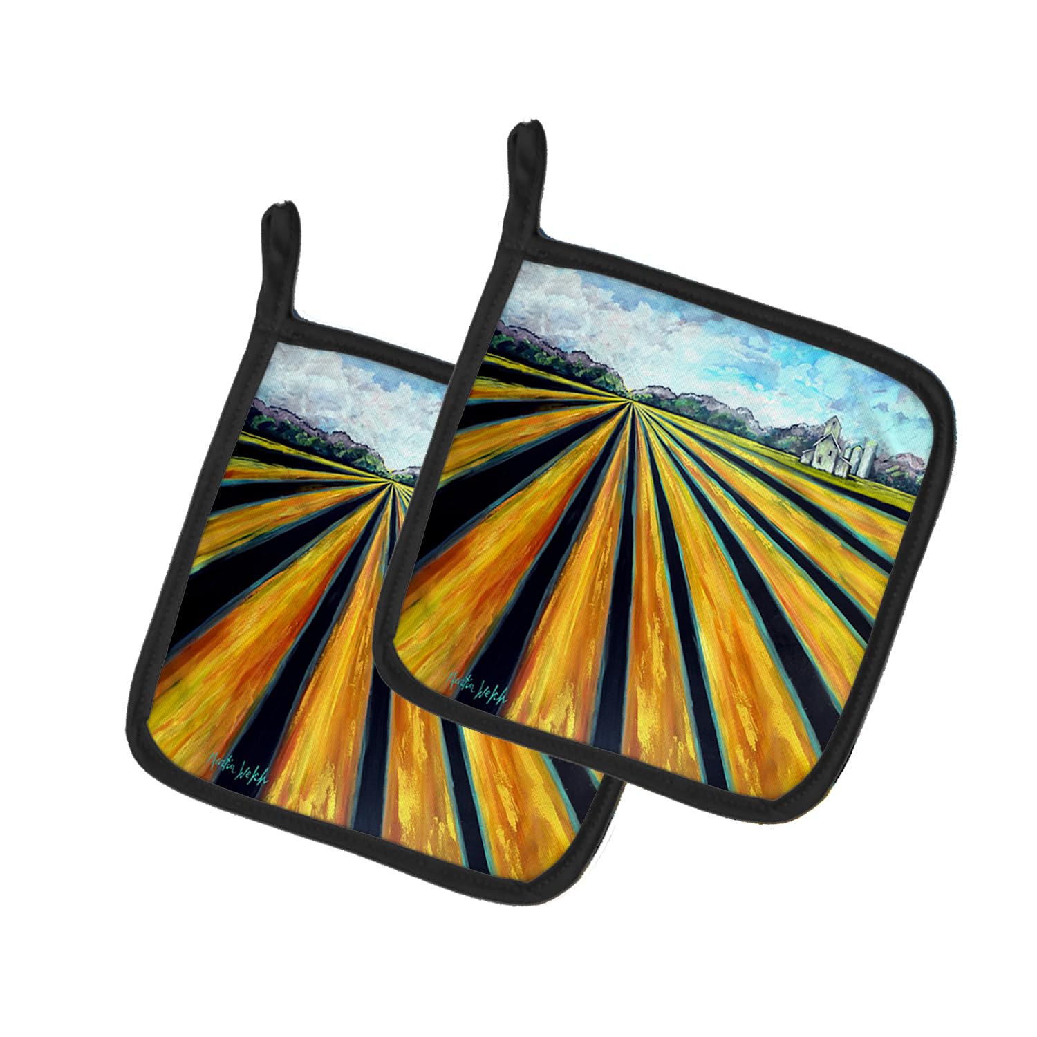 Silos Farm Land Pair of Pot Holders