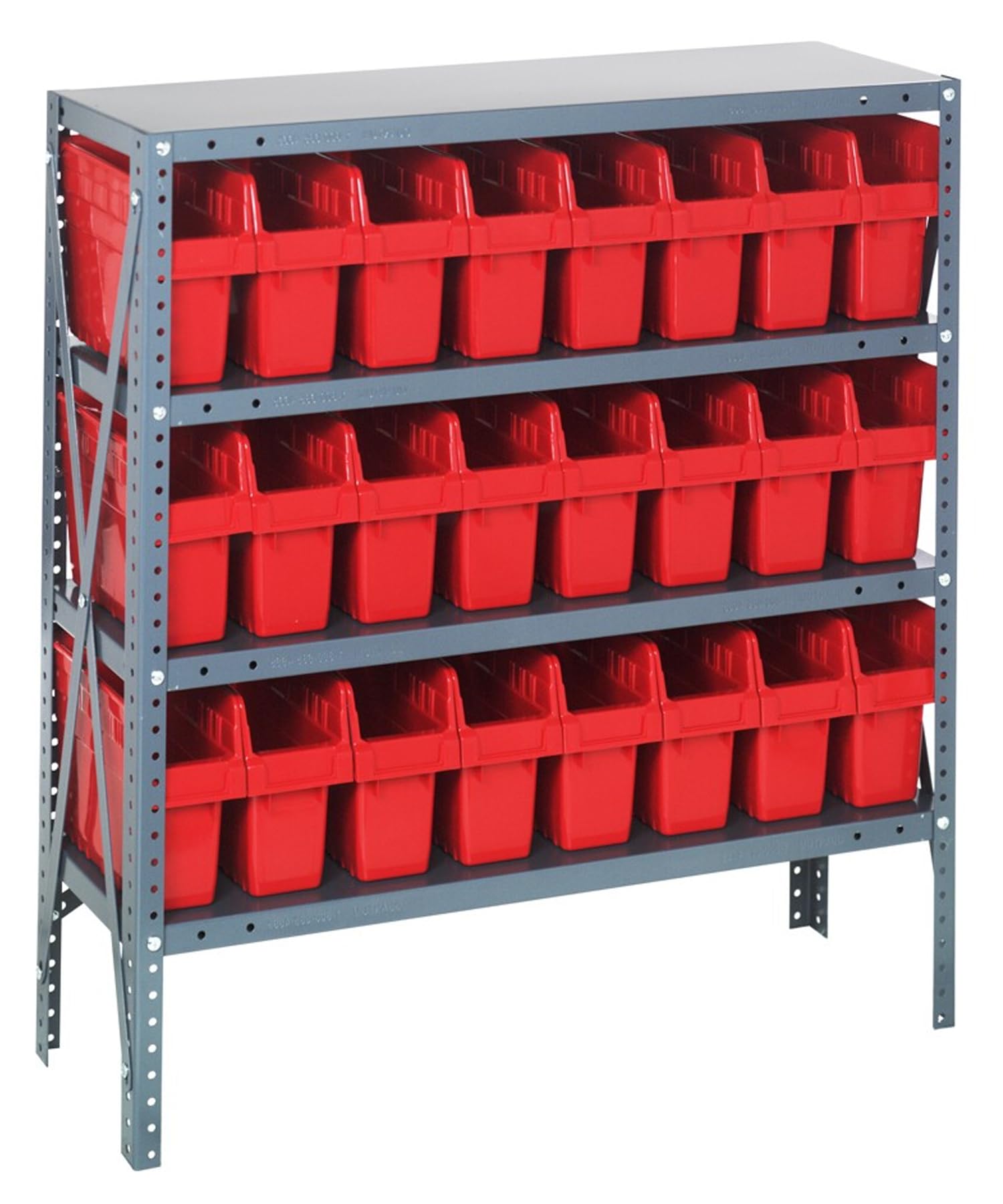 4 Shelf Open Unit W/24 Bins RED