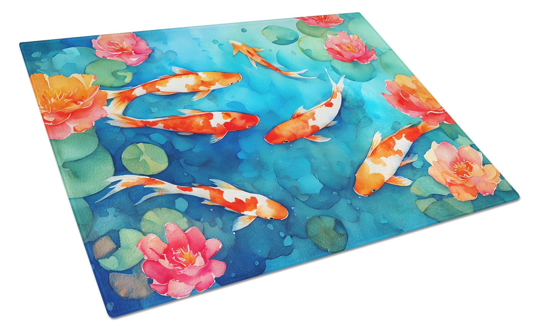 Carolines Treasures DAC2795LCB Koi Fish Glass Cutting Board Large Decorative Tempered Glass Kitchen Cutting and Serving Board Large Size Chopping Board