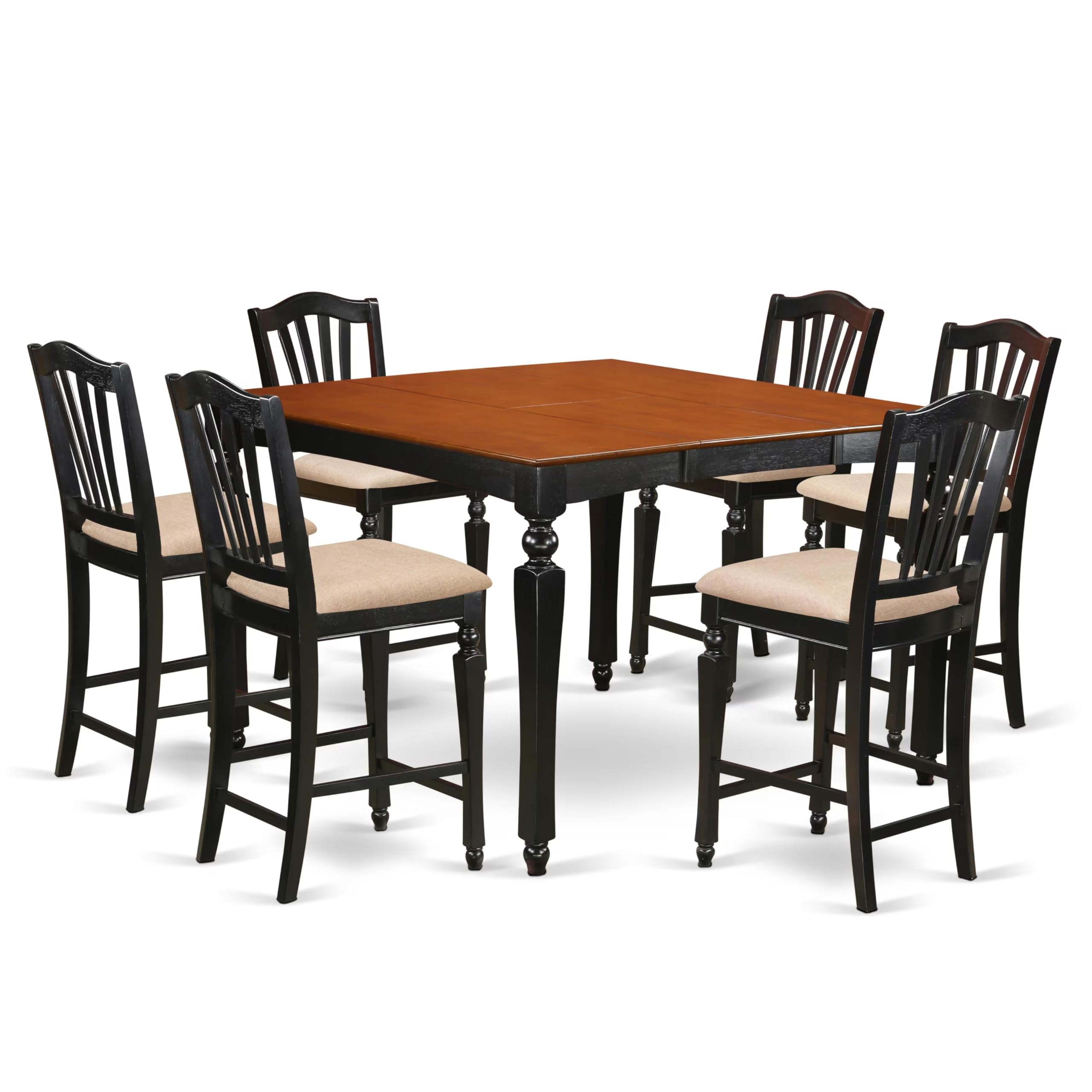 CHEL7-BLK-C 7 Pc Counter height Table set-Square pub Table and 6 counter height Chairs