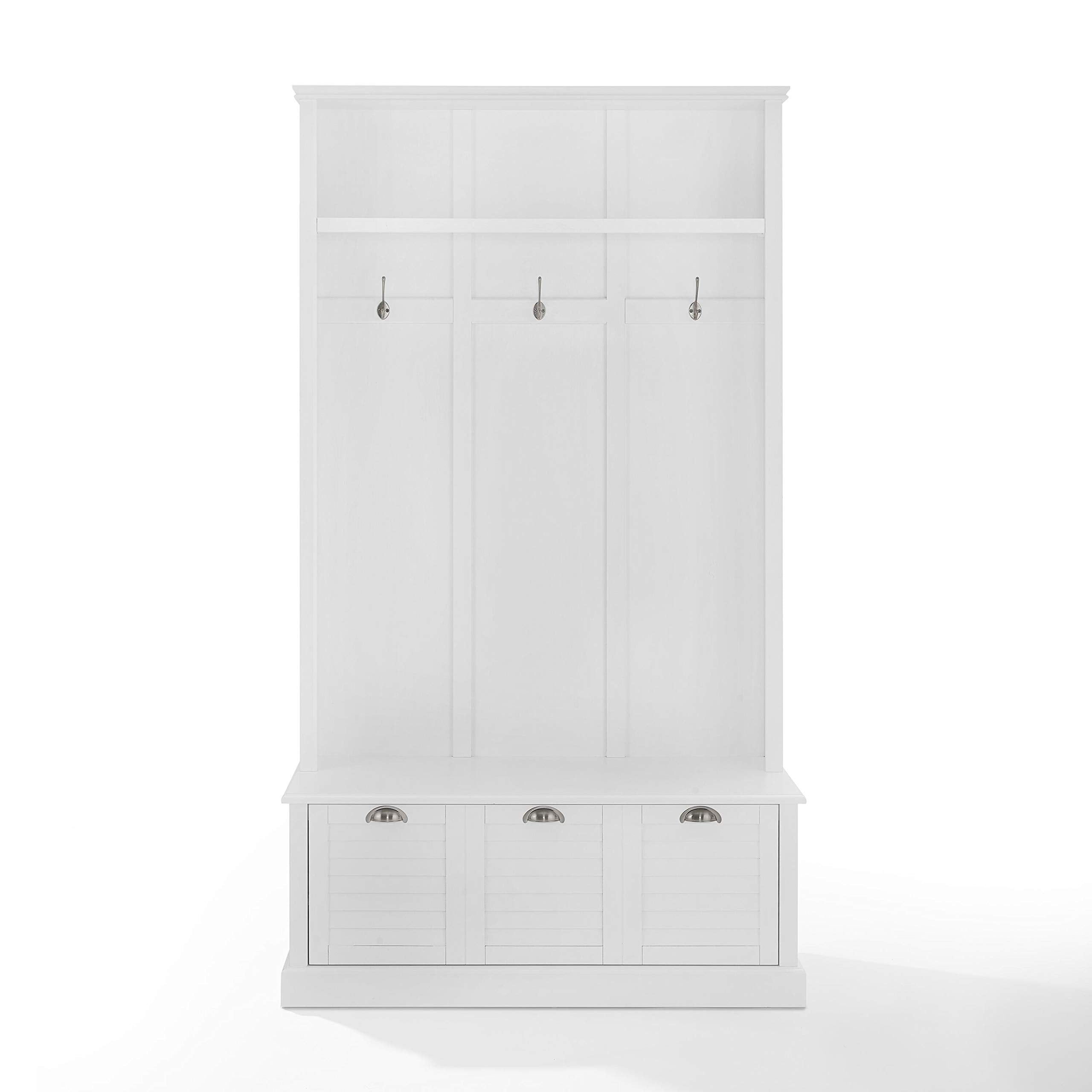 Casafoyer Furniture Ellison Hall Tree with Storage Bench and Coat Rack Hooks for Hanging, White