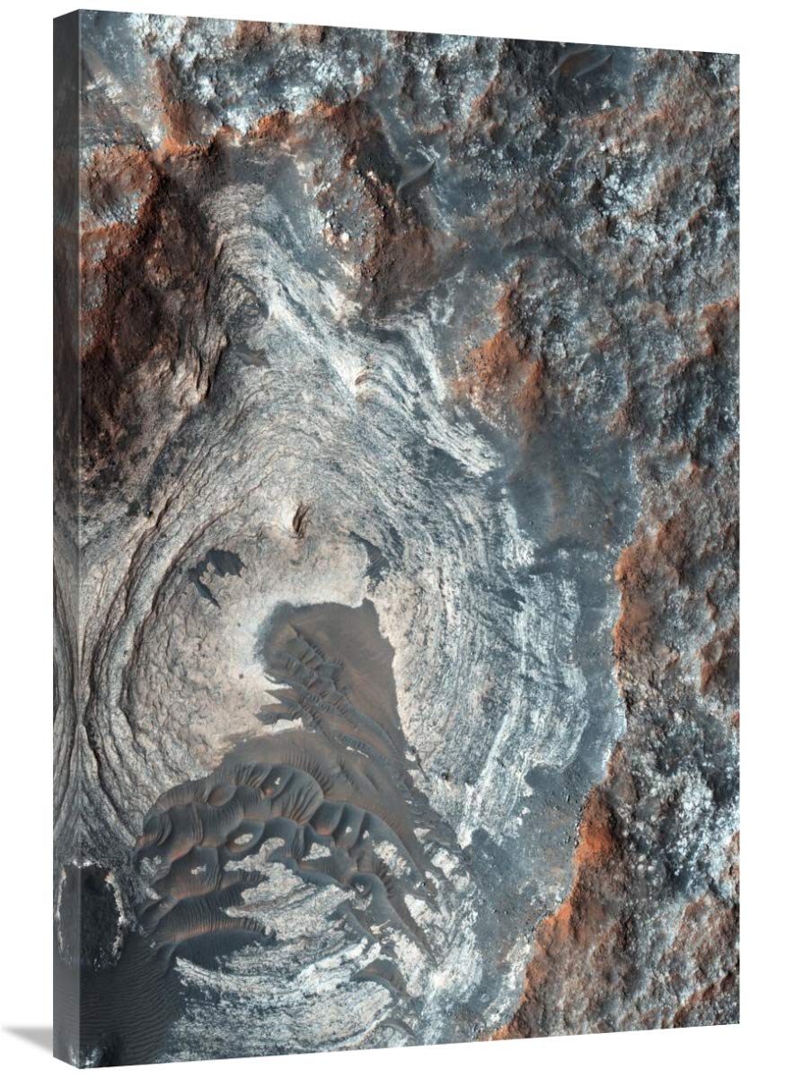 Mars HiRISE  -  Surface Layers and Dark Dunes-Canvas Art-24x36”