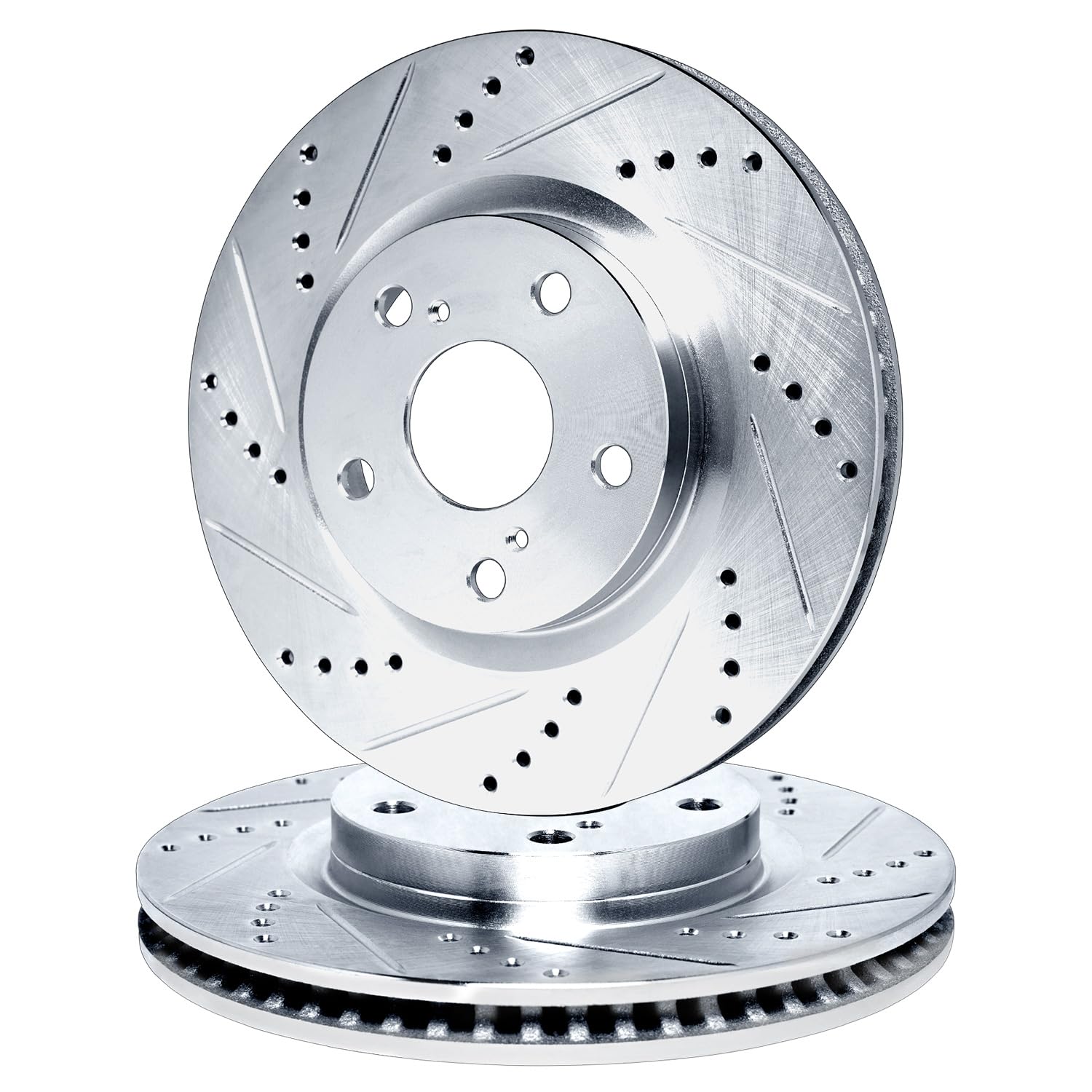 R1 Concepts Drilled and Slotted Silver Disc Brake Rotor Set WGPN1-76010