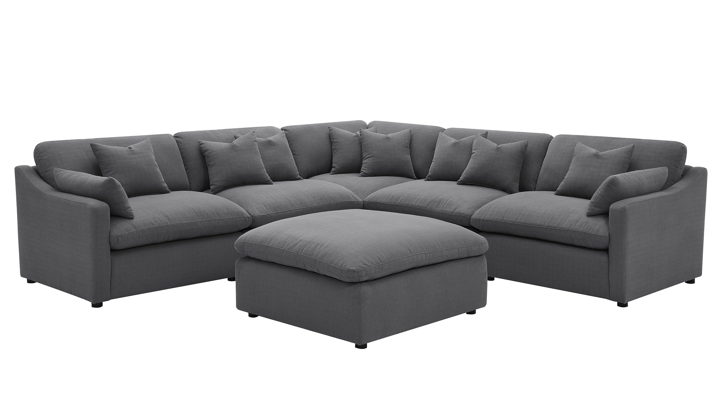 Hobson 6-piece Upholstered Modular Sectional Sofa Charcoal
