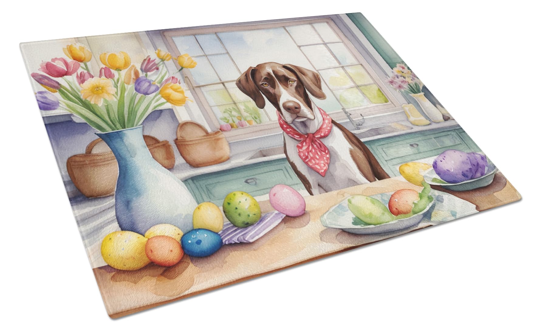Carolines Treasures DAC6871LCB Decorating Easter Pointer Glass Cutting Board Decorative Tempered Glass Kitchen Cutting and Serving Board Large Size Chopping Board