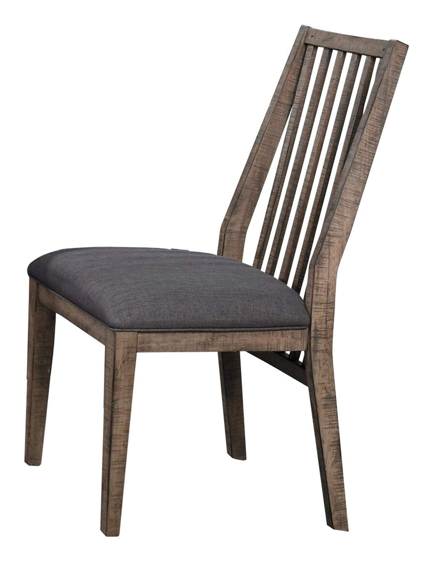 Benjara Benzara Wood Veneer Side Chair With Slatted Back, Set Of Two, Brown,