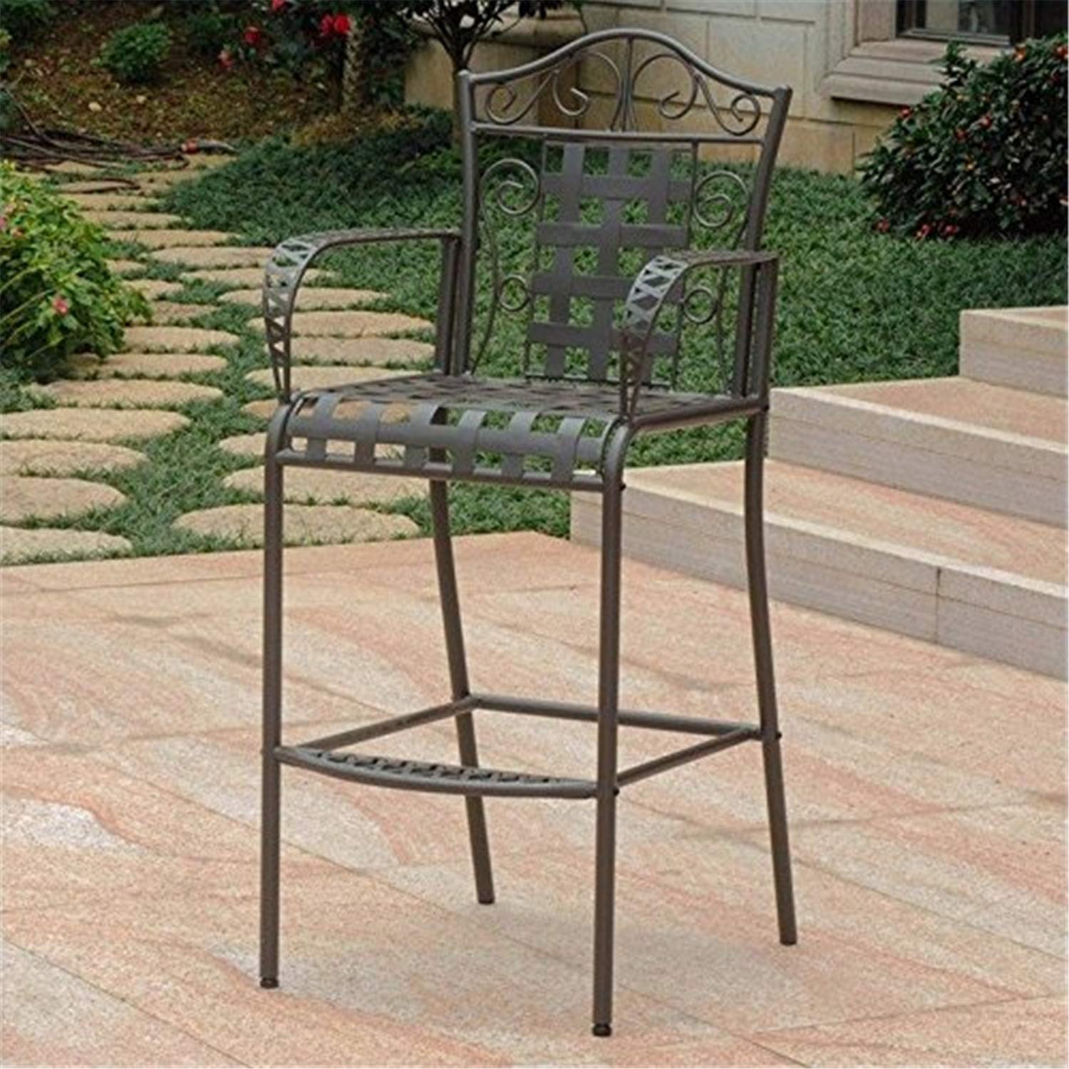 Mandalay Iron Bar-height Dining Chairs (Set of 2) - Rustic Brown