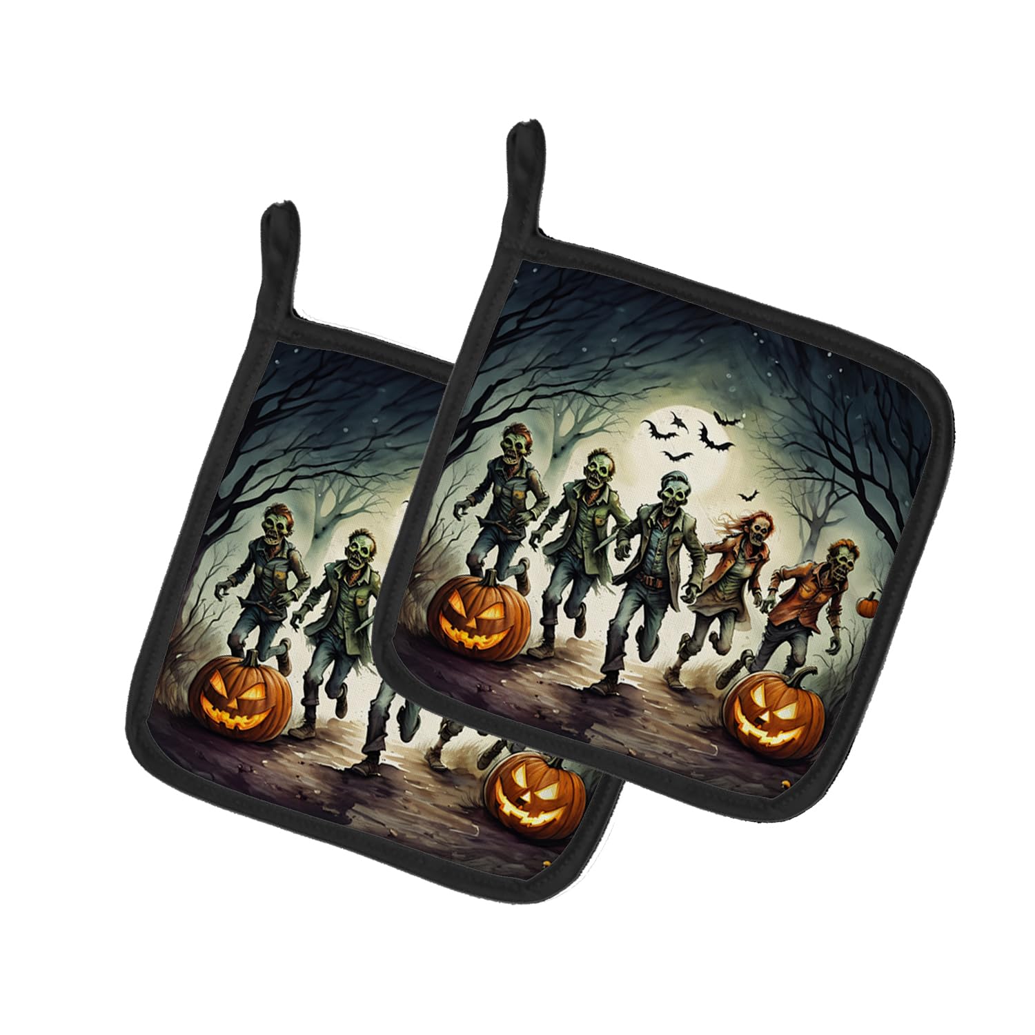 Zombies Spooky Halloween Pair of Pot Holders