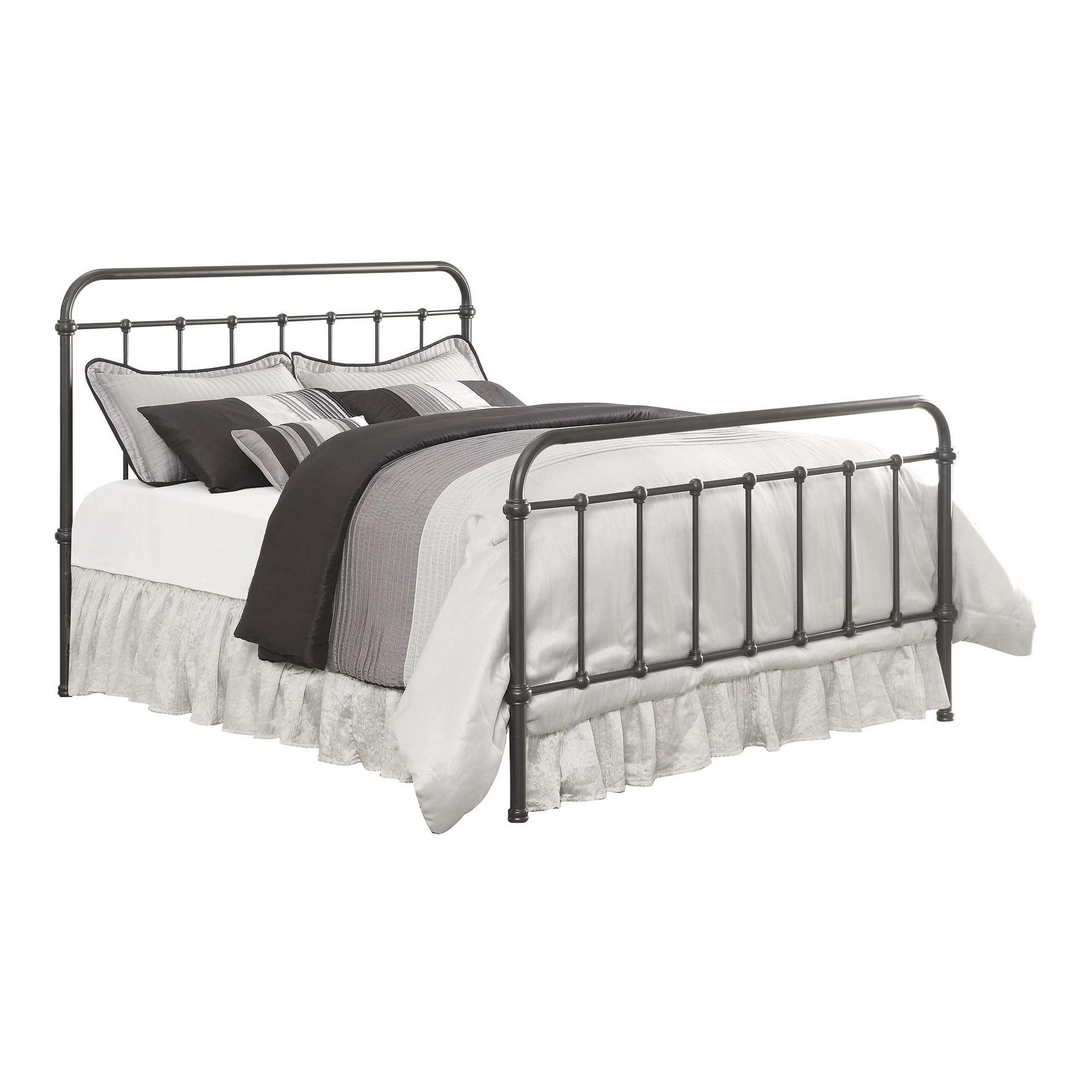 Benjara Benzara Metallic Twin Size Bed, Bronze