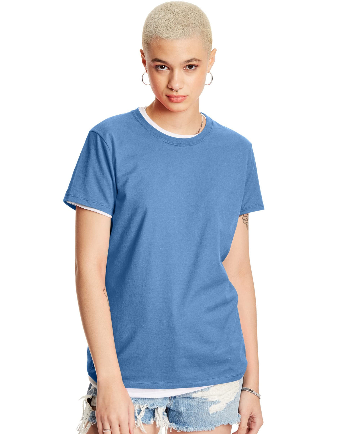 Hanes Womens Nano T-Shirt, Medium, Carolina Blue