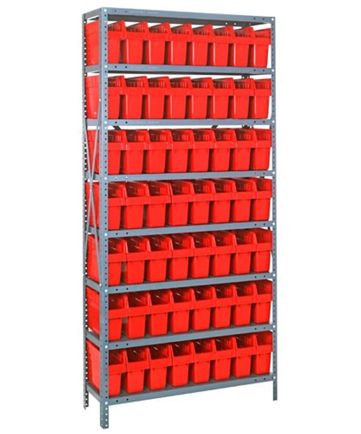 8 Shelf Open Unit W/21 Bins RED