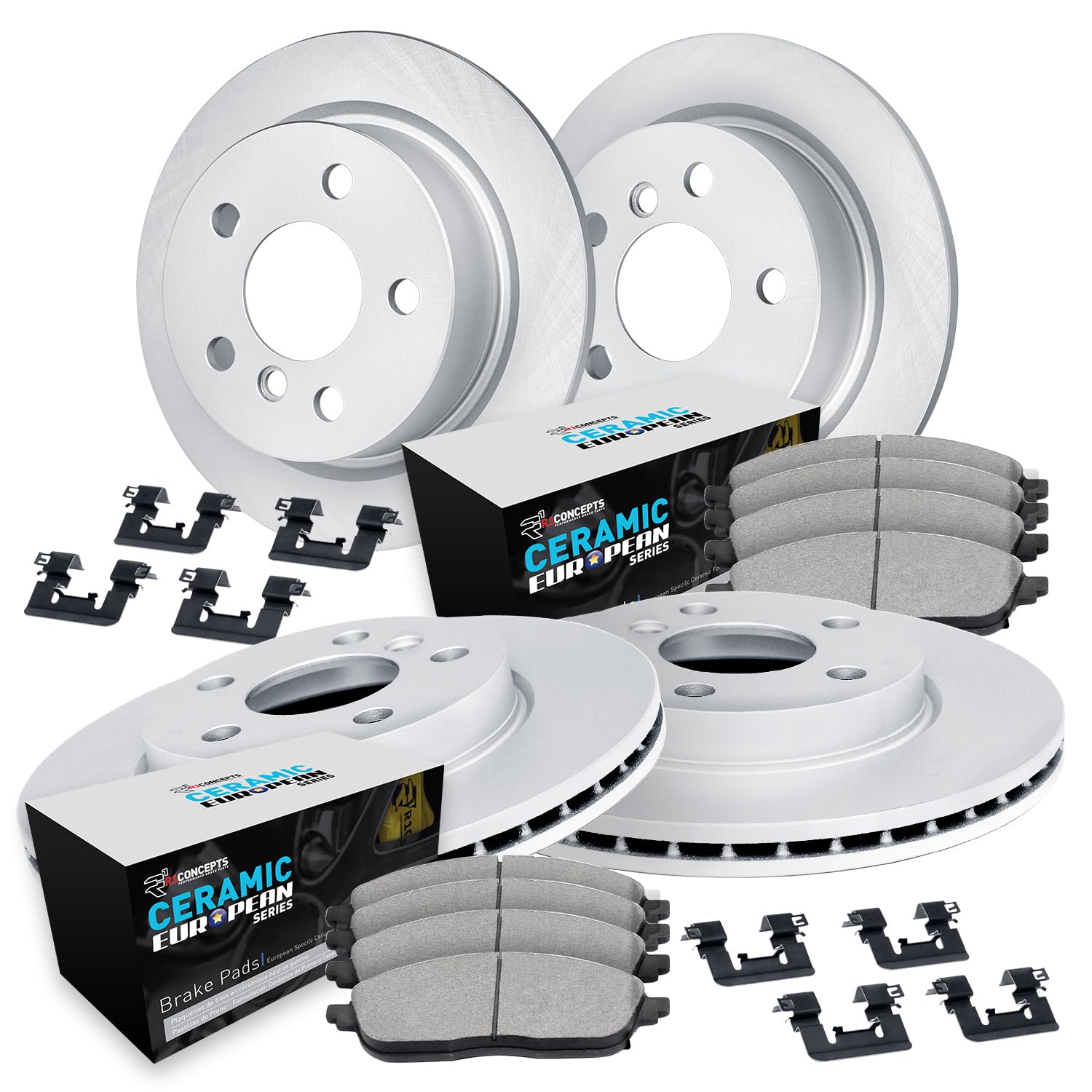 R1 Concepts GEOMET Disc Brake Rotor Set with Euro Ceramic Pads and Hardware WJTH2-73002