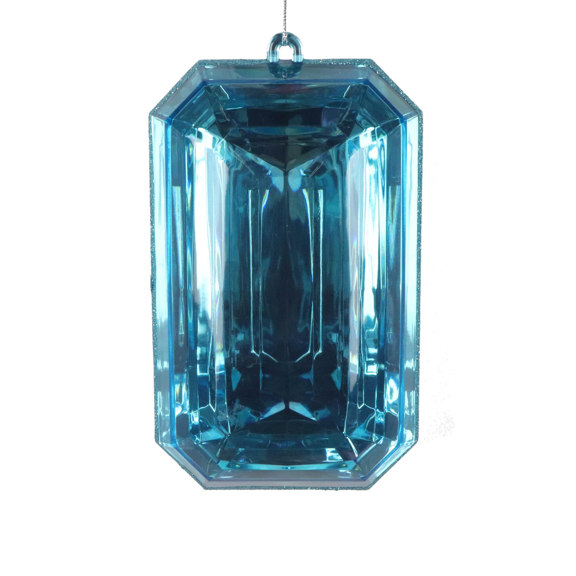 Casafoyer 8” Turquoise Rect Jewel Glitter Orn 2/Bg - (Pack Of 2)
