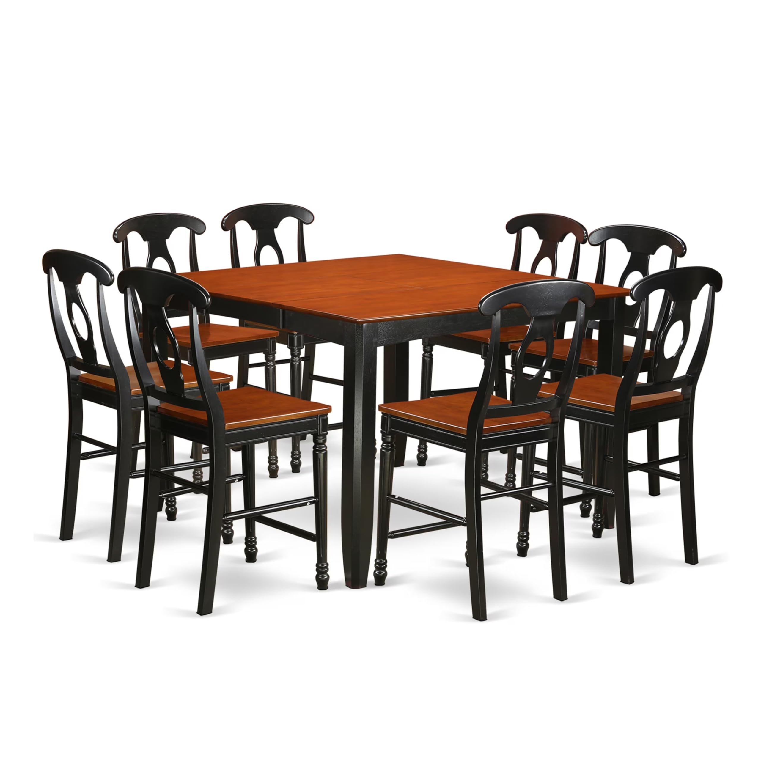FAKE9H-BLK-W 9 Pc counter height pub set-pub Table and 8 Dining Chairs.