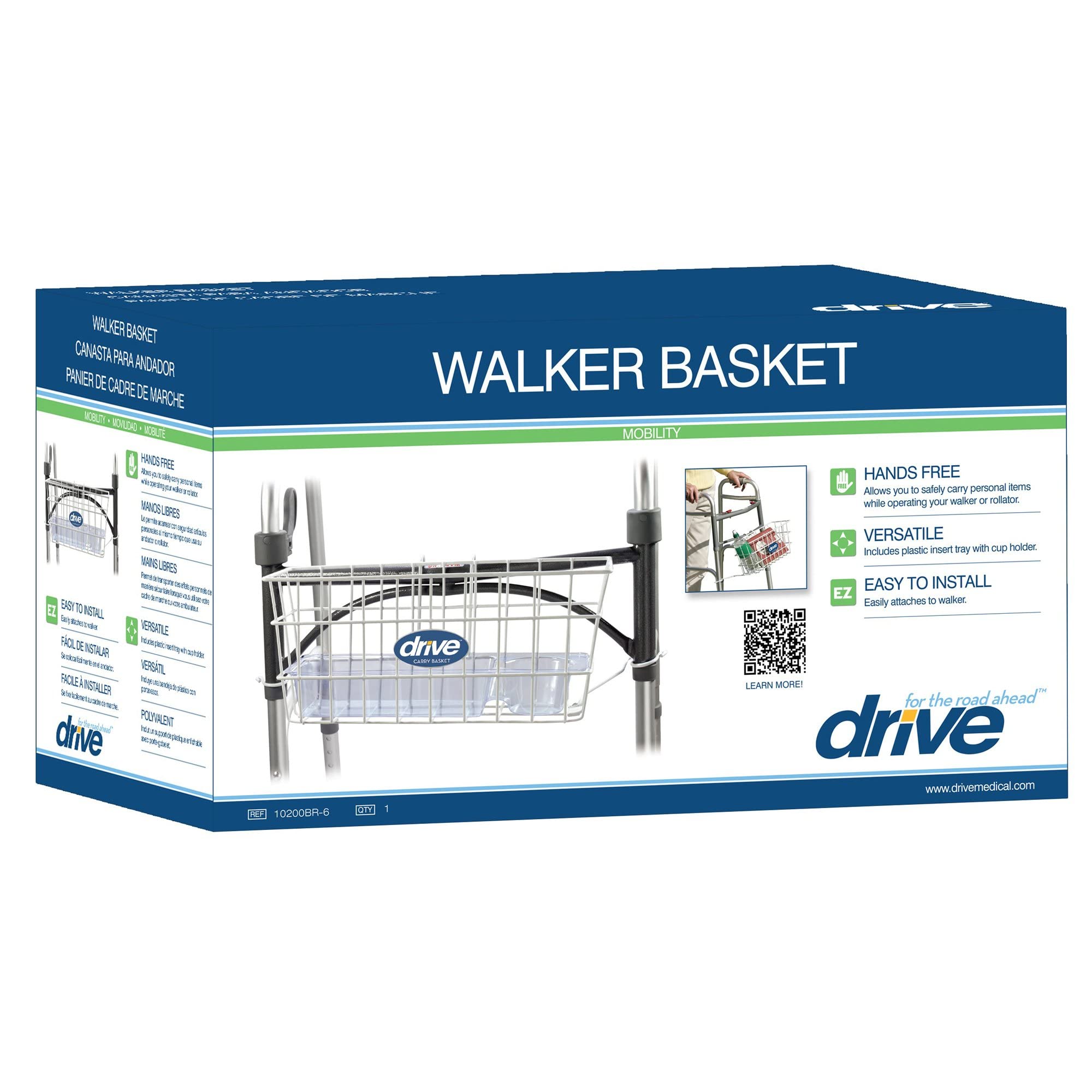 Drive Medical Walker Basket, White