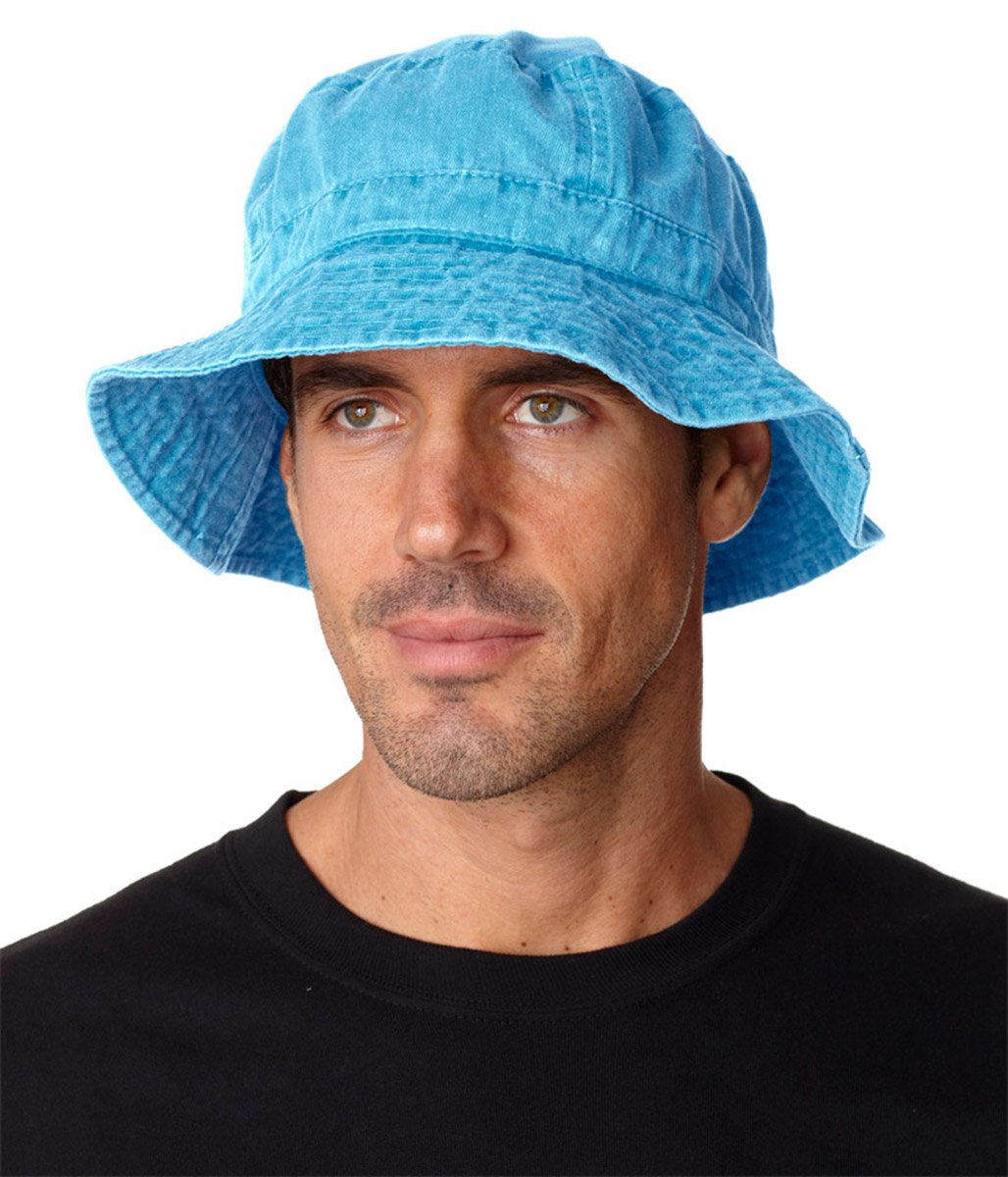 VA101 | VACATIONER- Pigment dyed, garment washed cotton twill, crushable bucket hat style. XL-61 cm (7 5/8)- CARIBBEAN BLUE