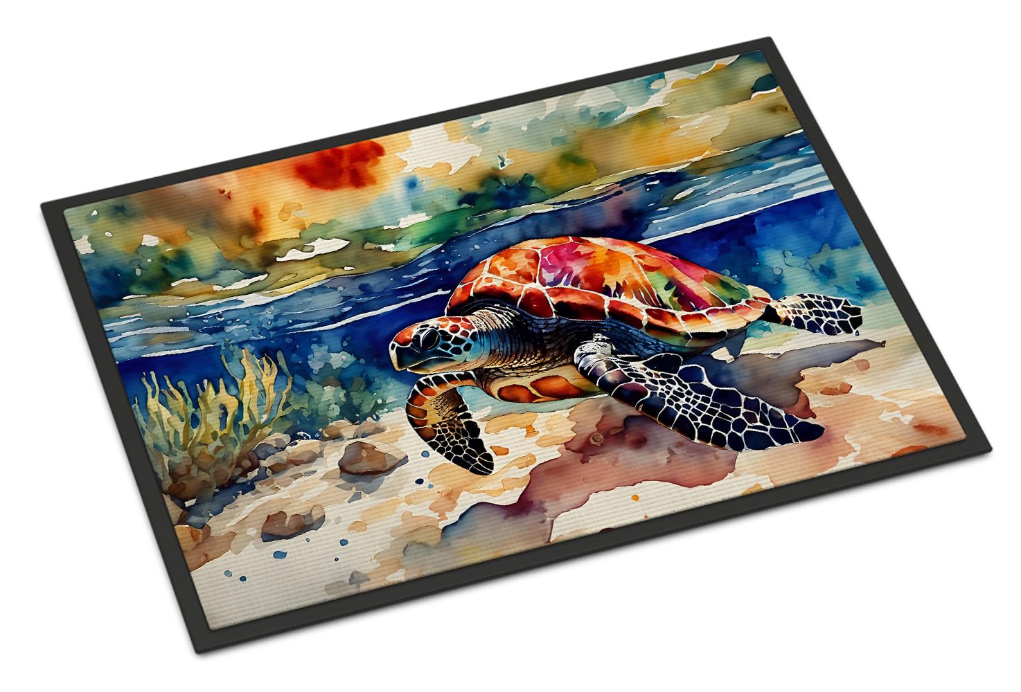Carolines Treasures DAC2806MAT Loggerhead Sea Turtle Doormat Front Door Mat Indoor Outdoor Rugs for Entryway, Non Slip Washable Low Pile, 18H X 27W