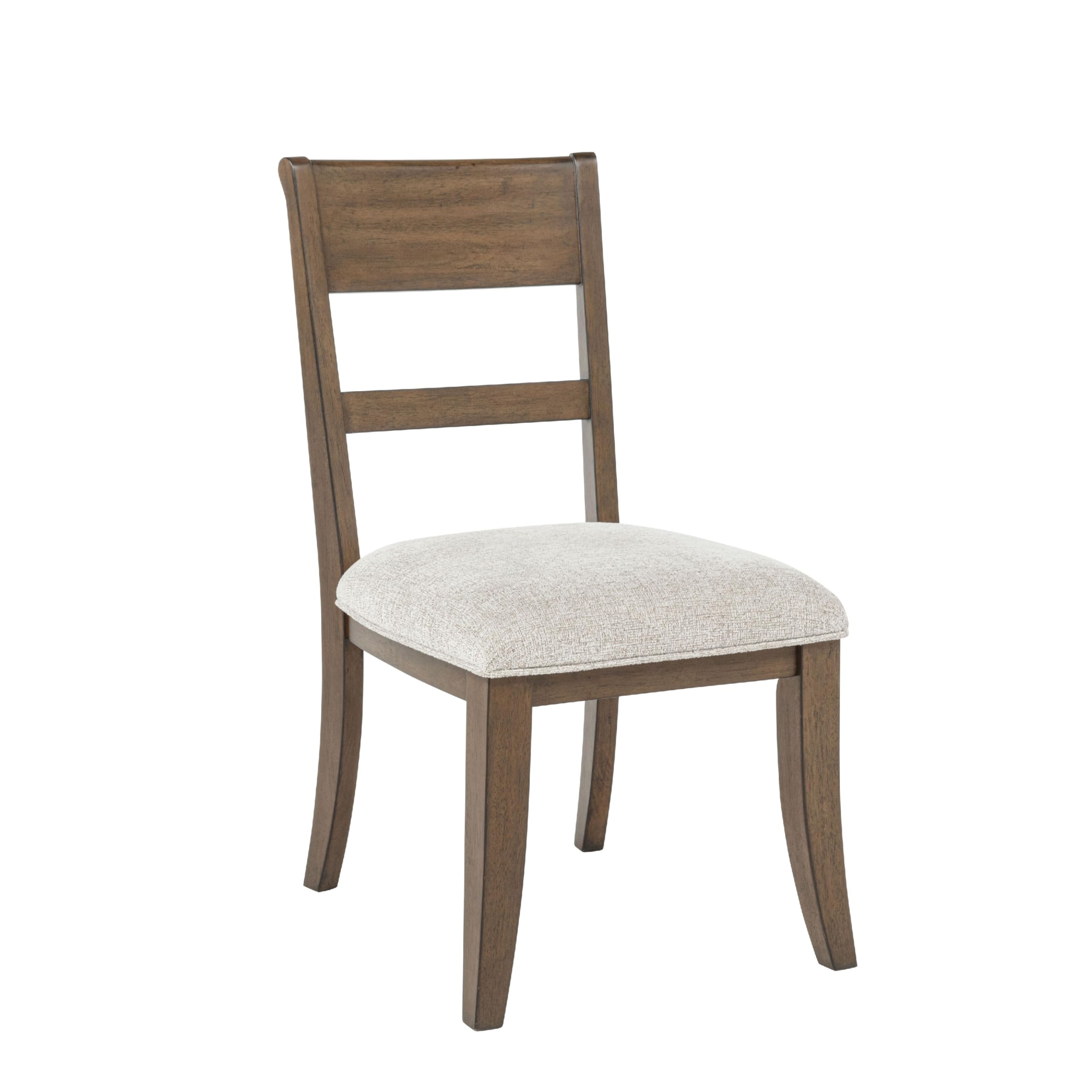 Henry Dining Side Chair Set of 2, Slat Back, Vintage Mocha Brown & Beige