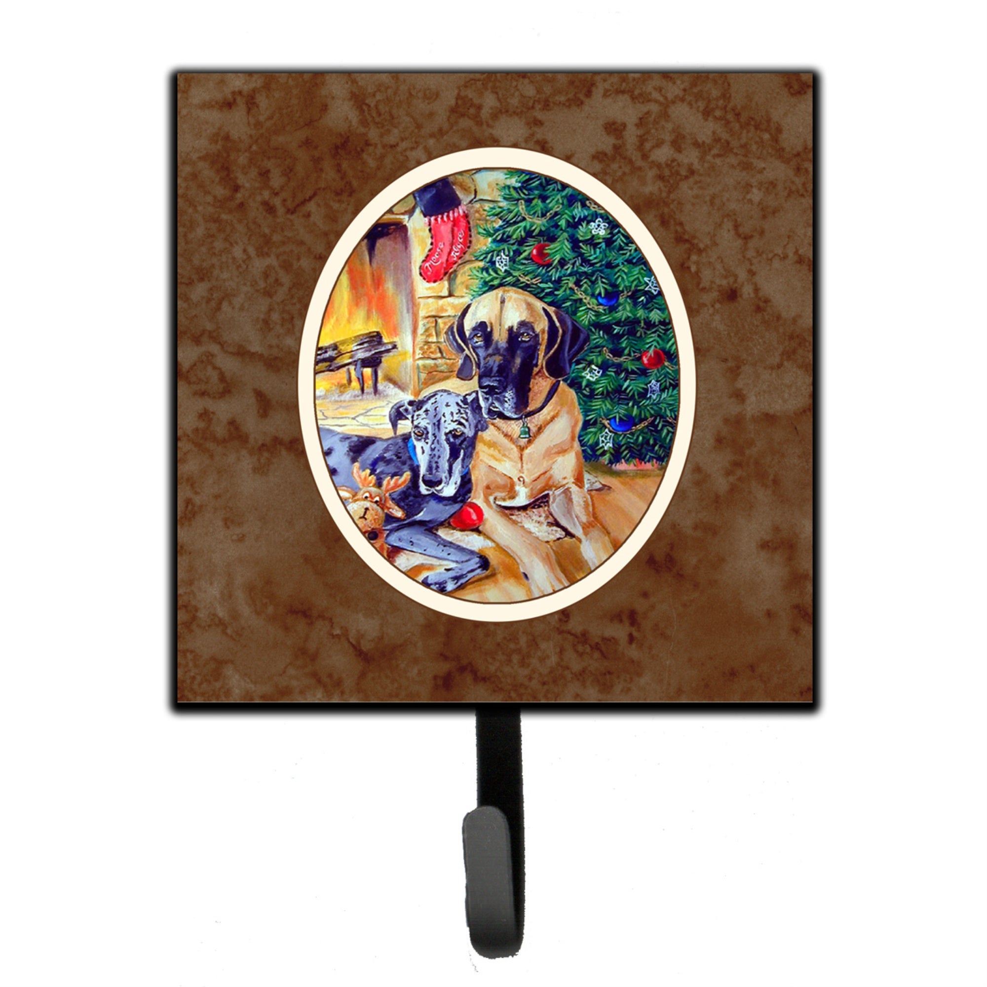 Caroline'S Treasures Fawn And Blue Dane Waiting On Christmas Leash Or Key Holder 7111Sh4, Small, Multicolor