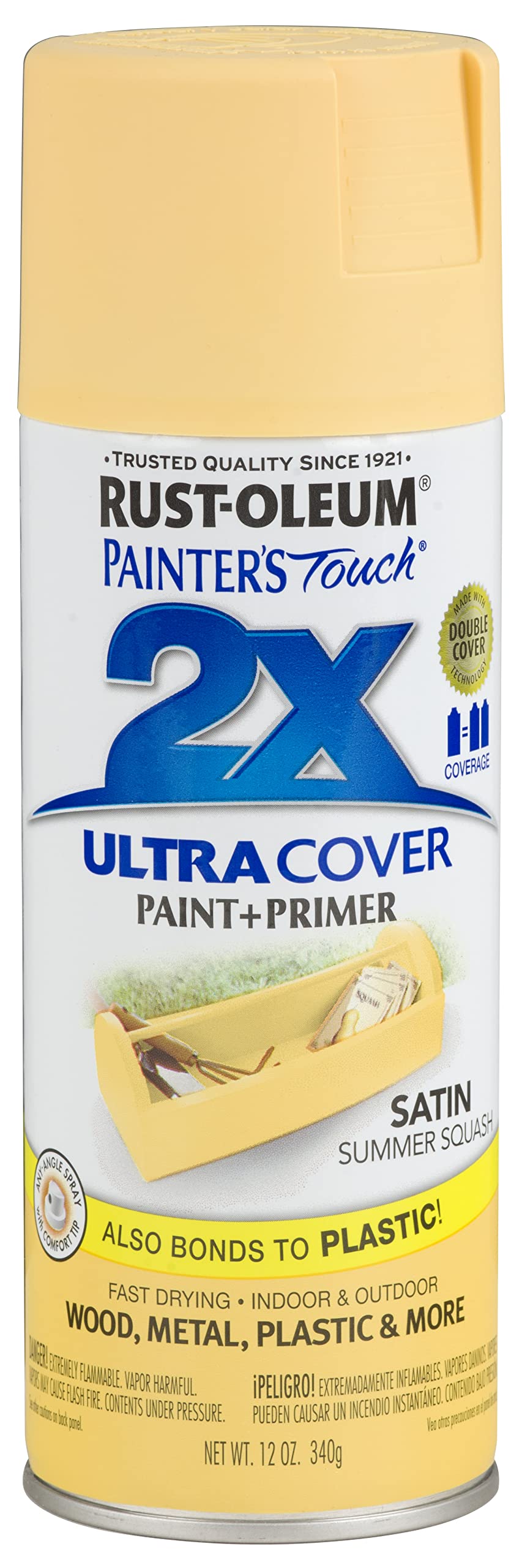 Rust-Oleum 249064 Painter'S Touch 2X Ultra Cover, 12 Ounce (Pack Of 1), Satin Summer Squash