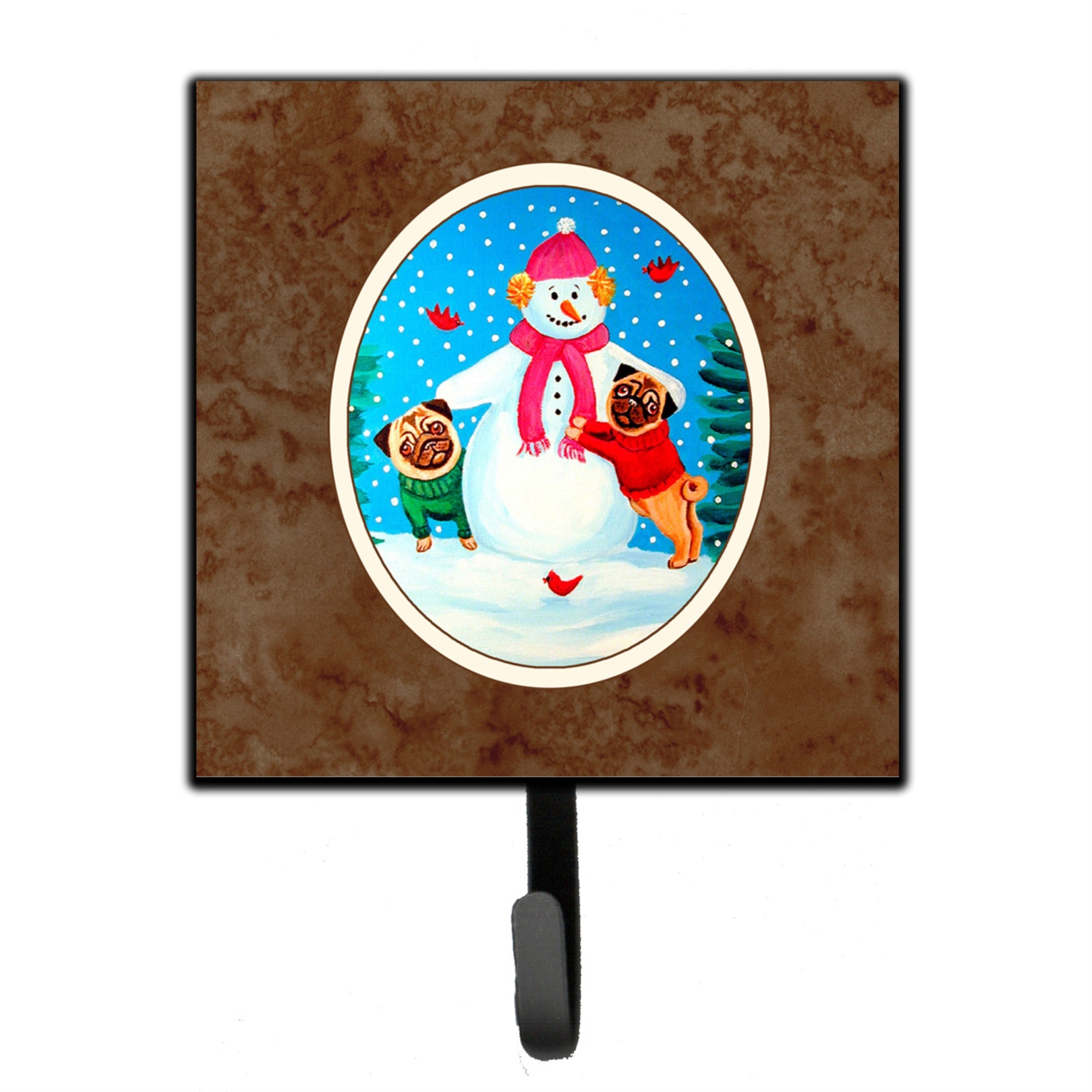Caroline'S Treasures Pug Winter Snowman Leash Or Key Holder 7115Sh4, Small, Multicolor