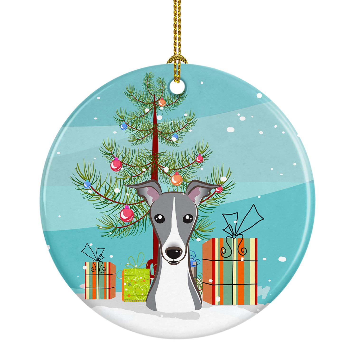 Carolines Treasures Christmas Tree Italian Greyhound Ceramic Ornament
