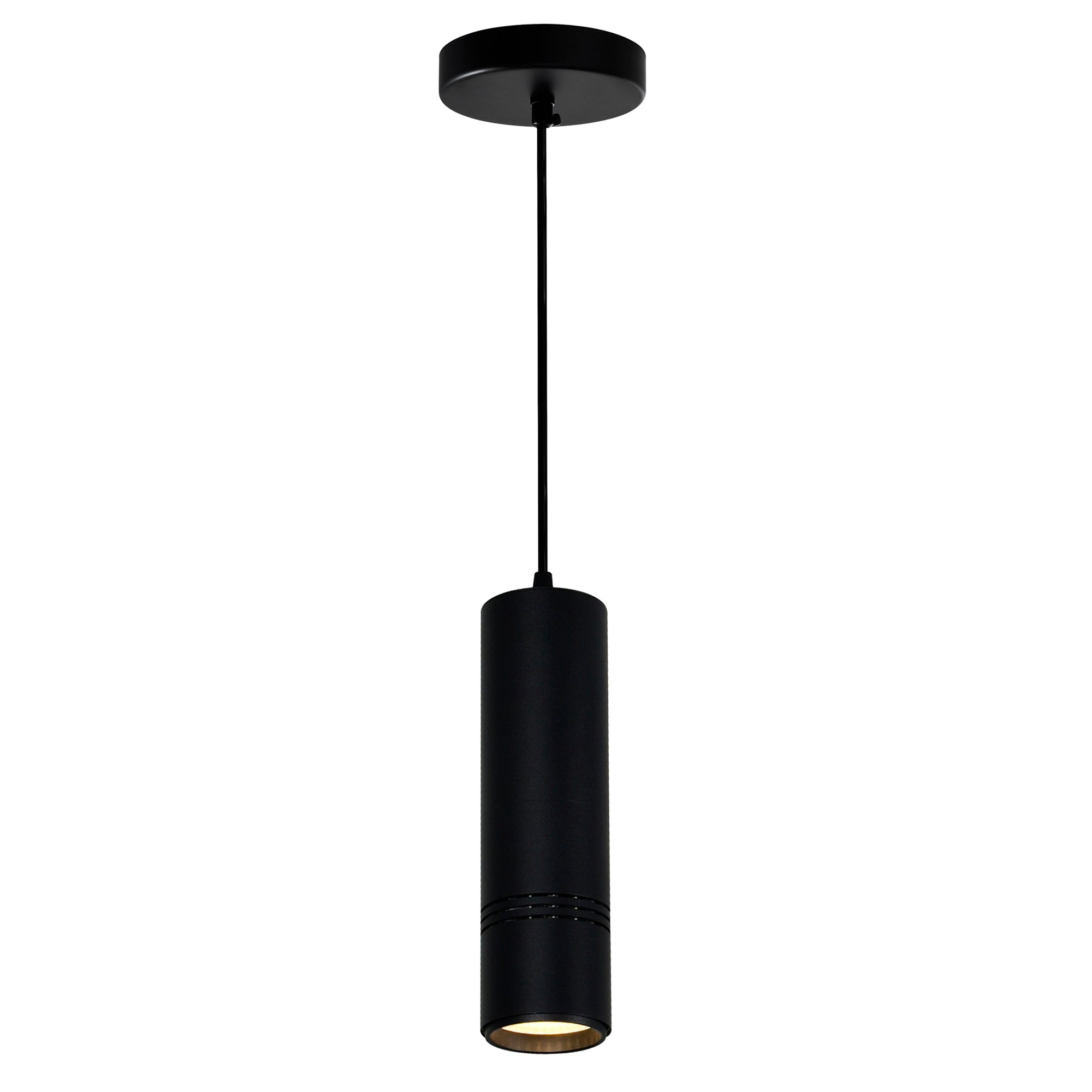 Led Down Mini Pendant With Black & Wood Finish