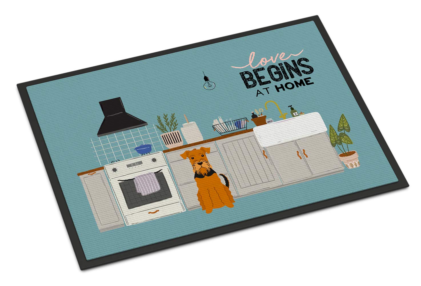 Airedale Kitchen Scene Indoor or Outdoor Mat 18x27 CK7745MAT