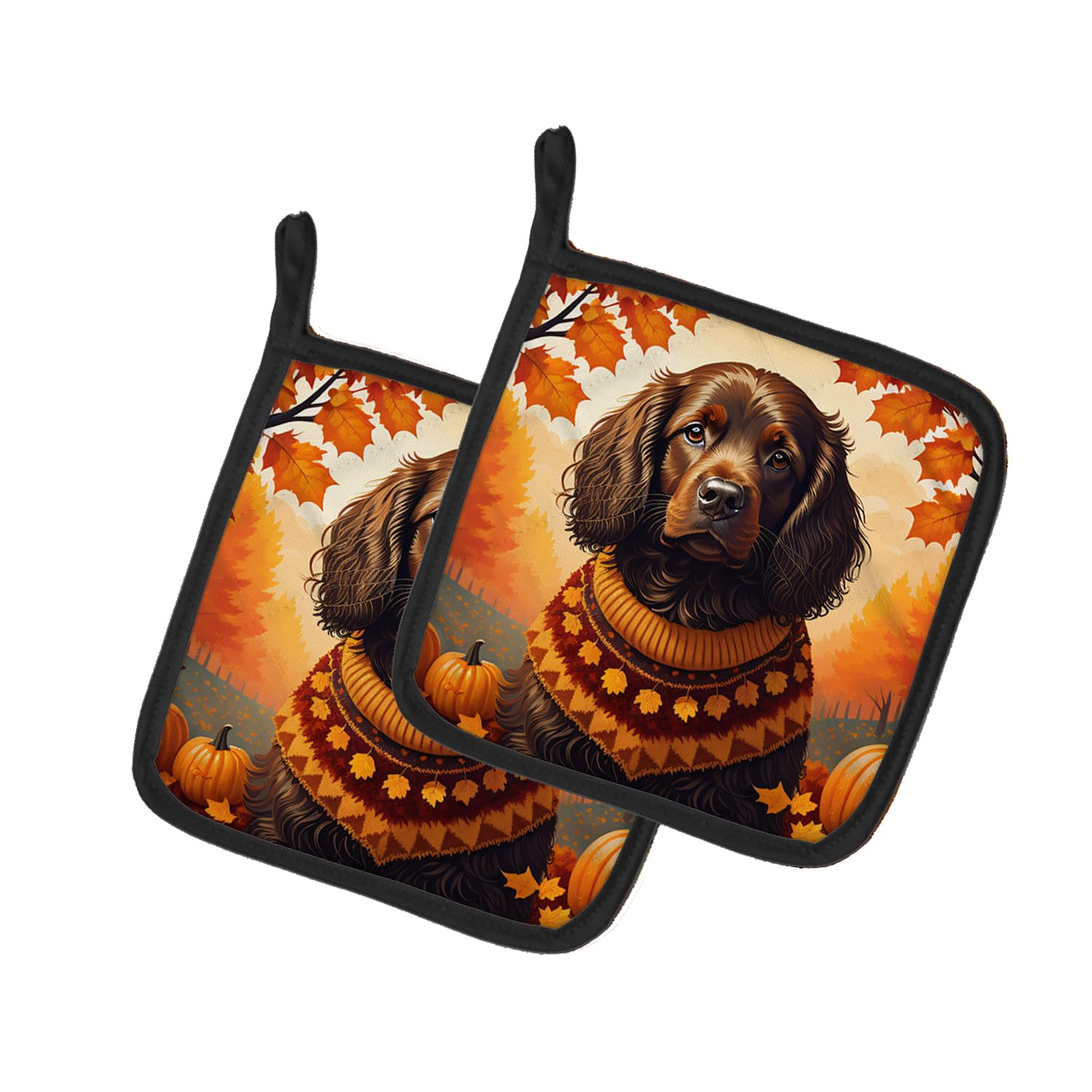 Boykin Spaniel Fall Pair of Pot Holders