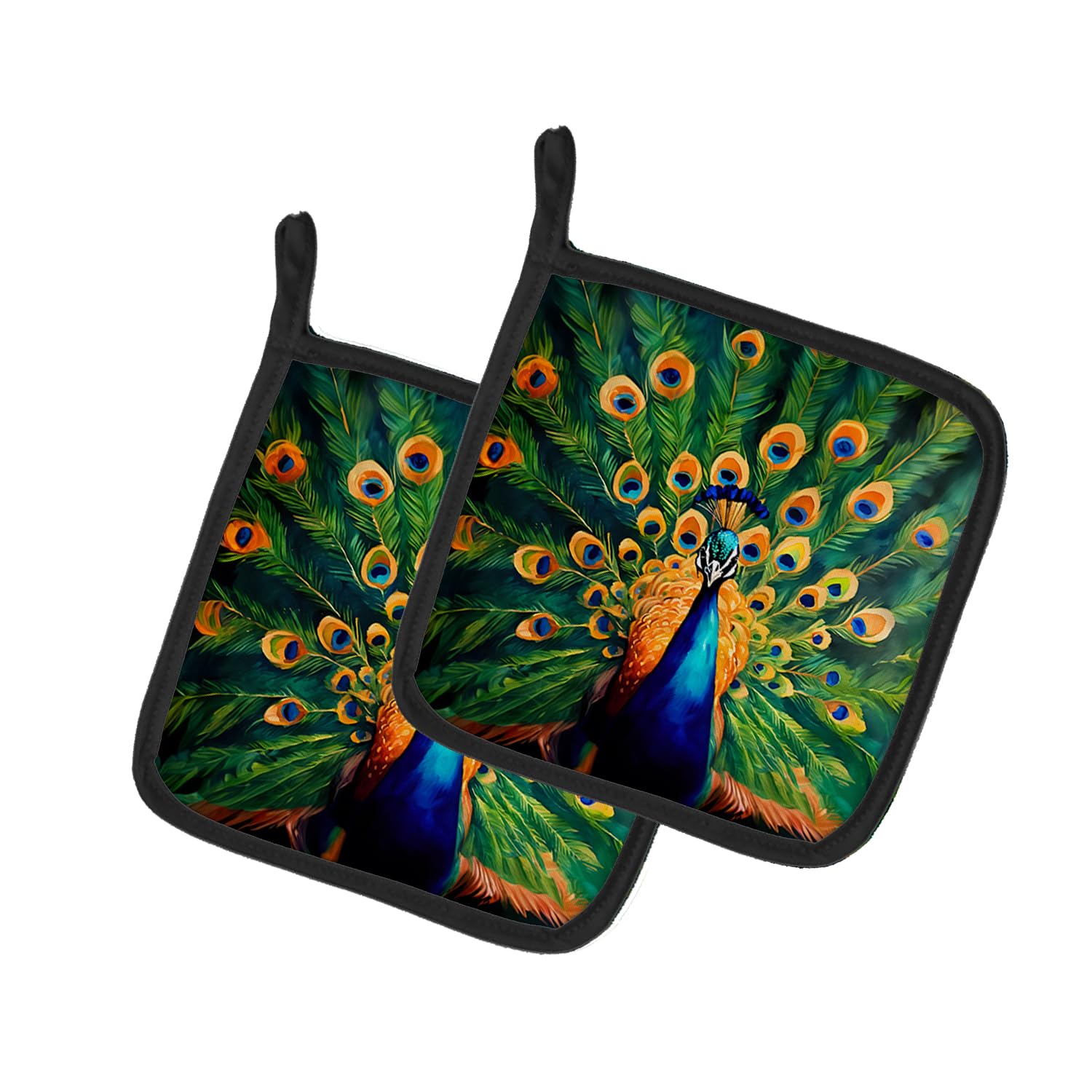 Peacock Pair of Pot Holders