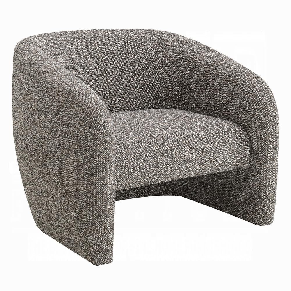 Livi Accent Chair, Brown and Gray Tweed Fabric Tight Seat and Back