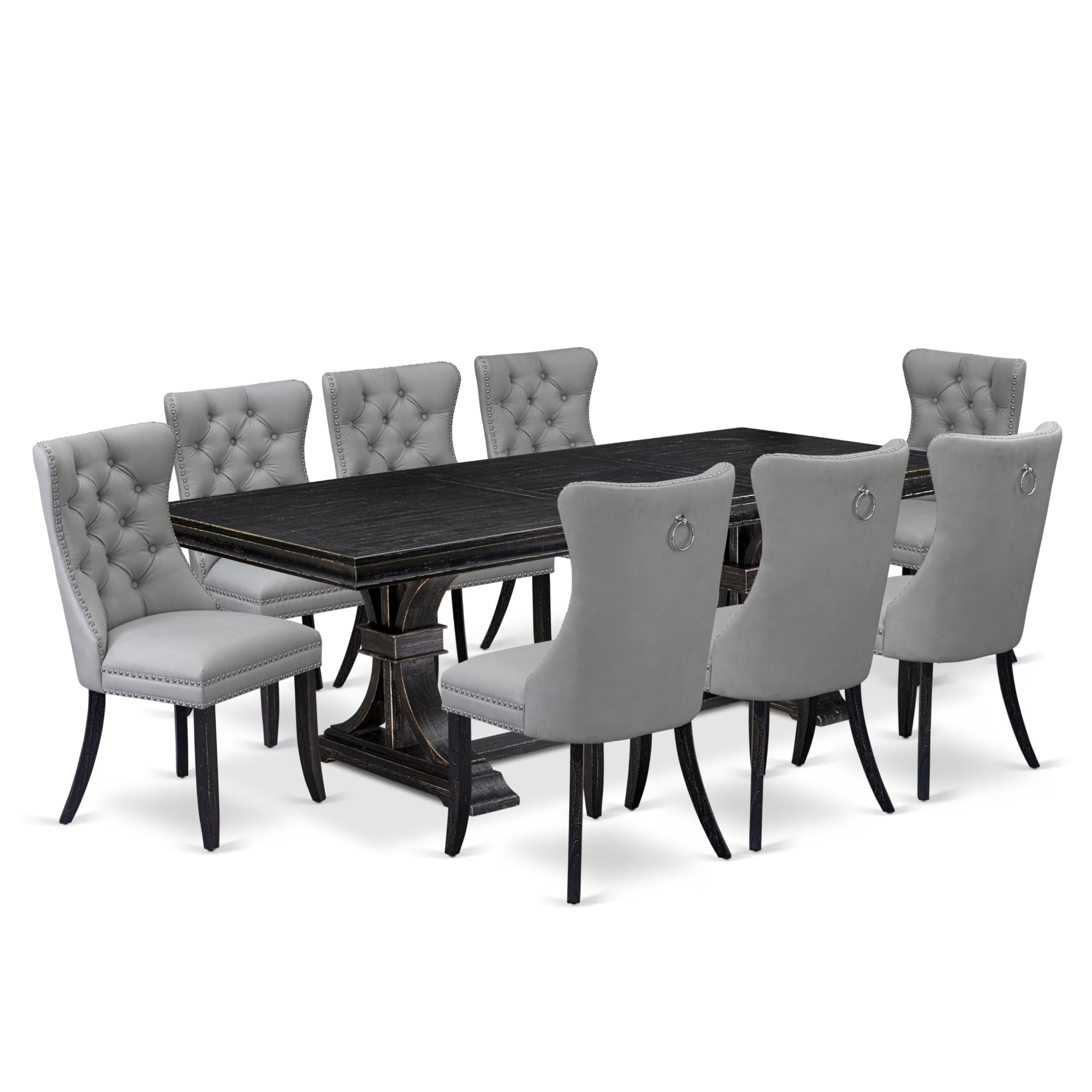 9 piece kitchen table set a dinner table and 8 Faux Leather dining Chairs