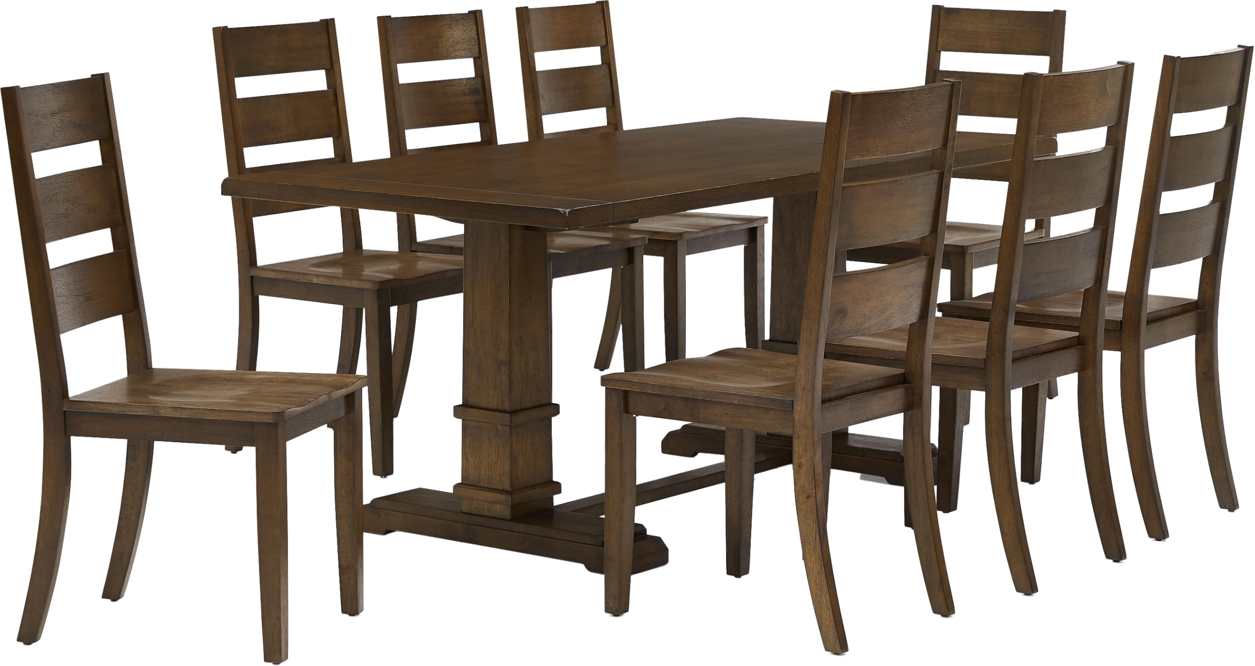 Joanna 9-Piece Dining Table Set For 8 Dark Oak - Table & 8 Ladder-Back Chairs