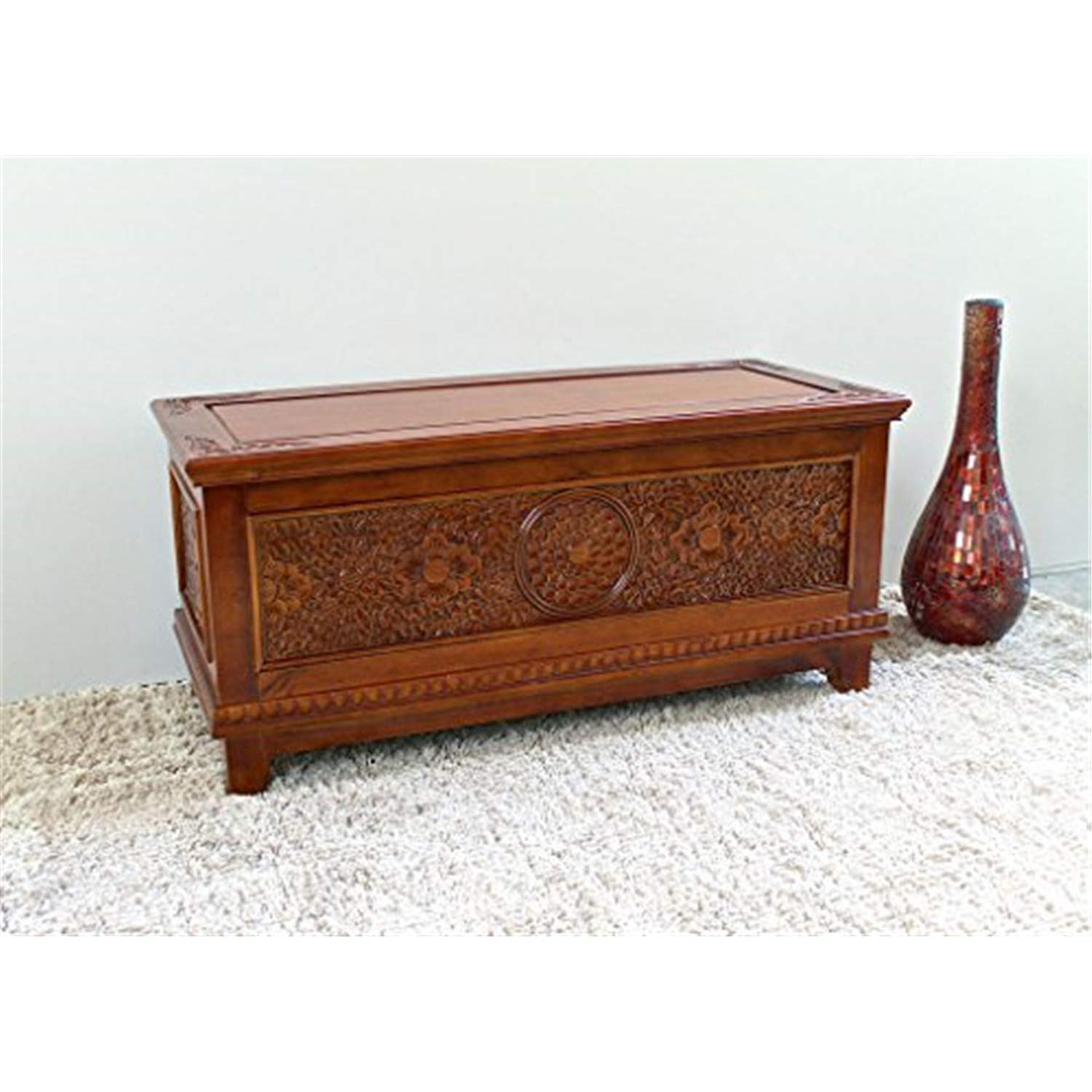 Windsor Carved Wood Trunk - Walnut