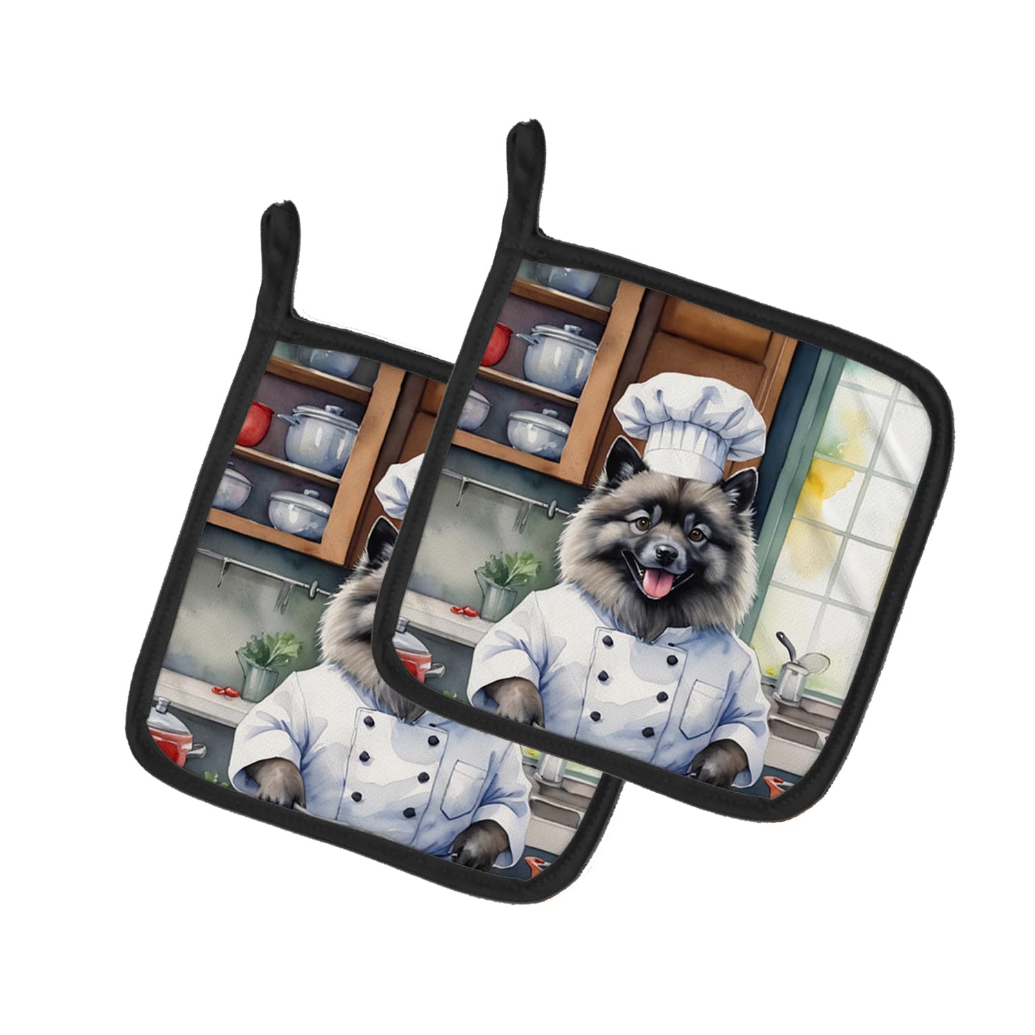 Keeshond The Chef Pair of Pot Holders