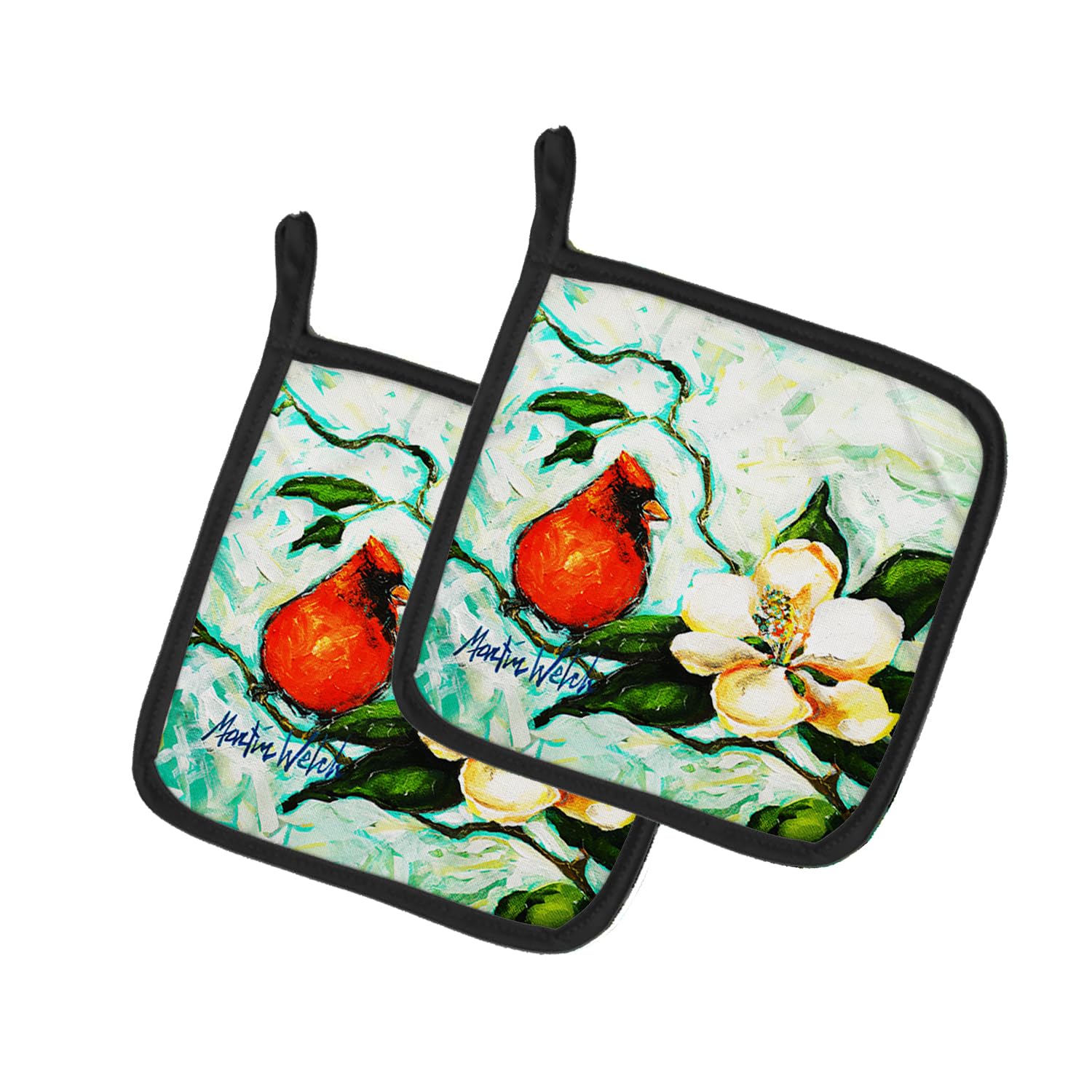 Cardinal Aqua Pair of Pot Holders