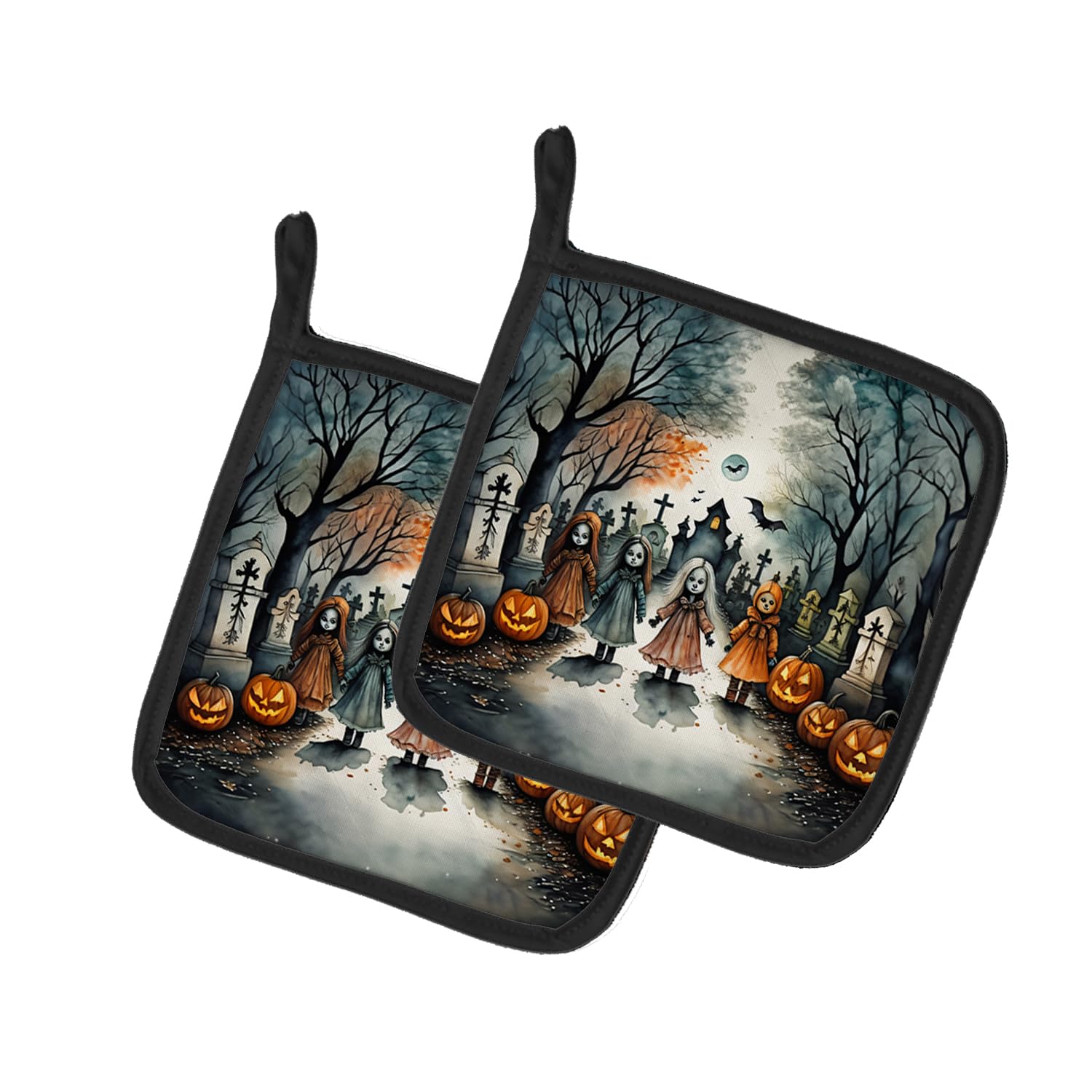 Creepy Dolls Spooky Halloween Pair of Pot Holders