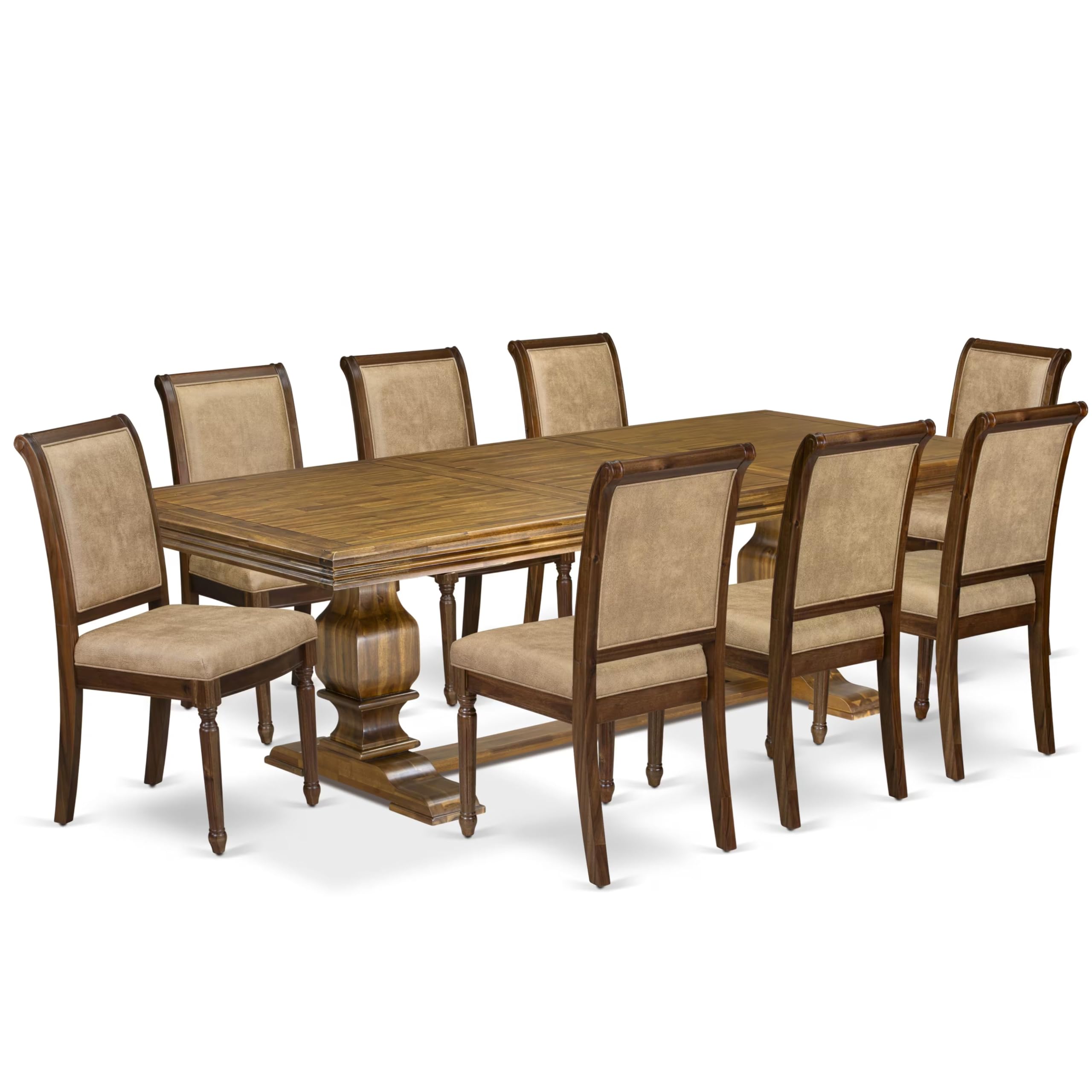 9 piece Dining Table Set a Kitchen Table and 8 Dark Grey Dining Room Chairs