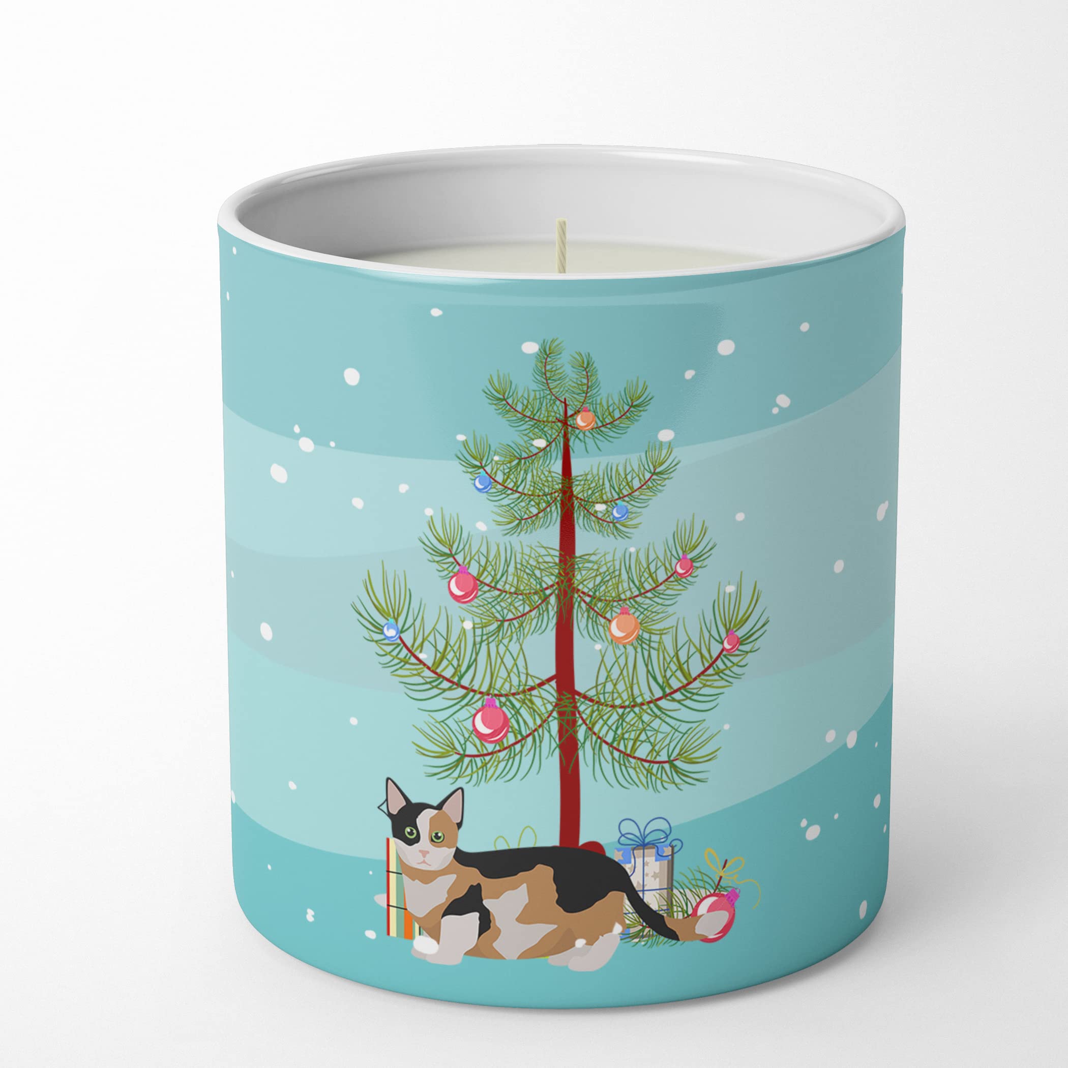 Carolines Treasures CK4656CDL Munchkin Cat Merry Christmas 10 oz Decorative Soy Candle Nature Soy Wax Essential Oil Home Decor Ideal for Bedroom Kitchen Bath Office Gift, 10 oz