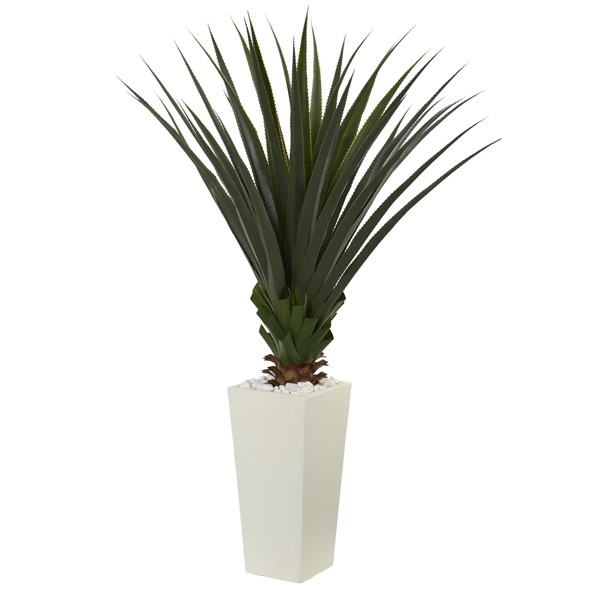 5 Spiky Agave Artificial Plant in White Tower Planter