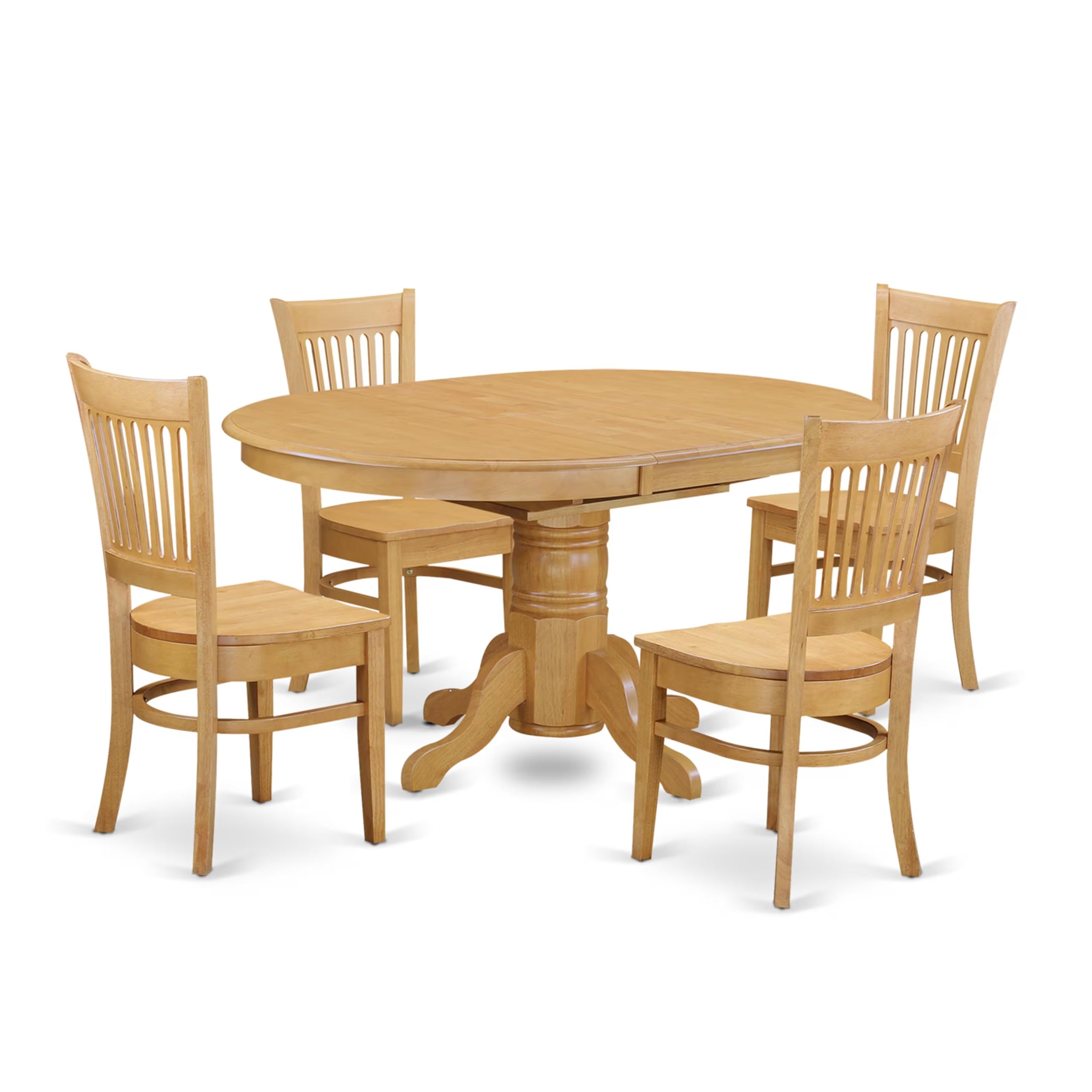 AVVA5-OAK-W 5 PC Dining room set for 4-Dinette Table with Leaf and 4 dinette Chairs.