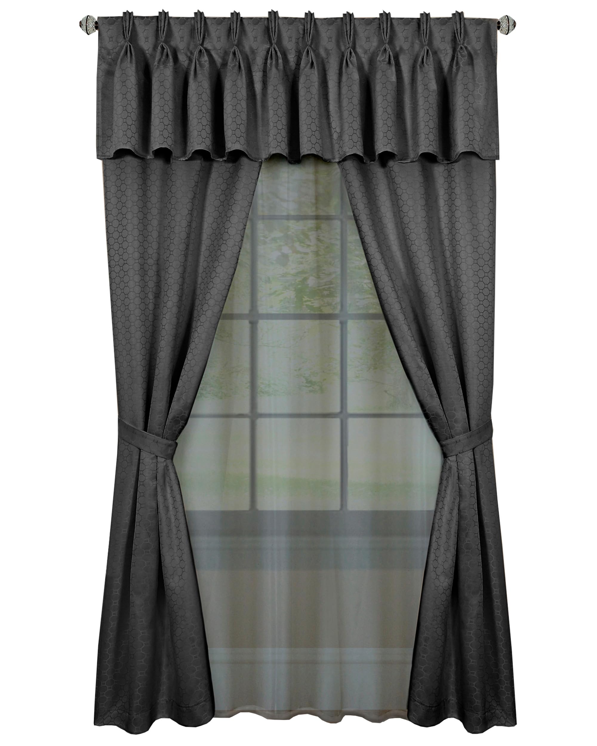 Claire 6 Pc Window Set  - 55x84 - Charcoal