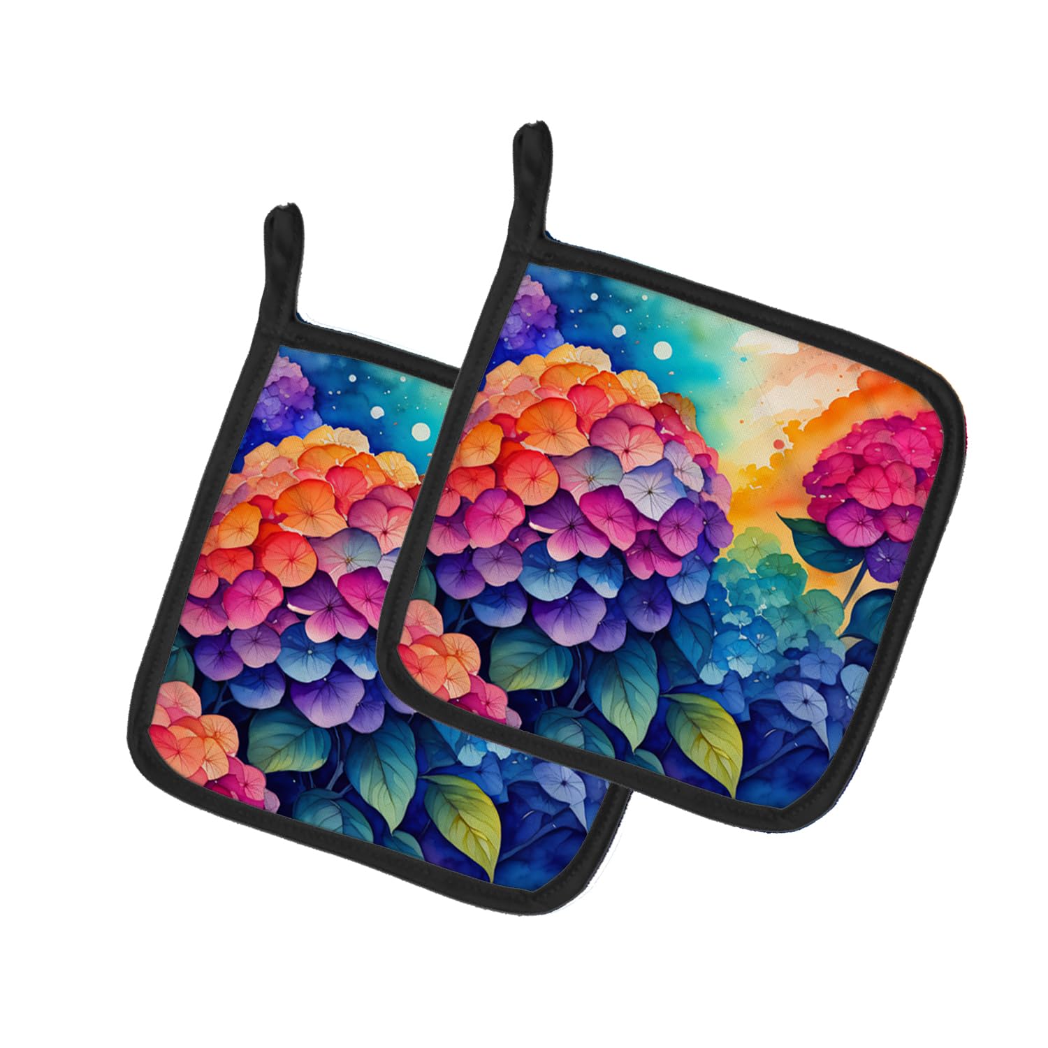 Colorful Hydrangeas Pair of Pot Holders