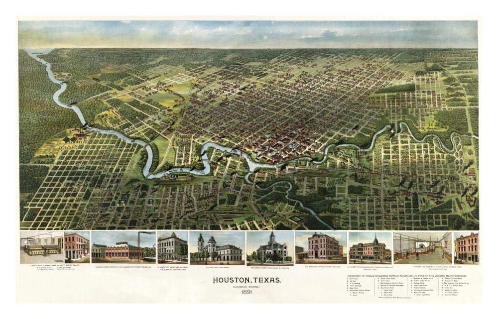 Houston, Texas, 1891-Paper Art-32x21”