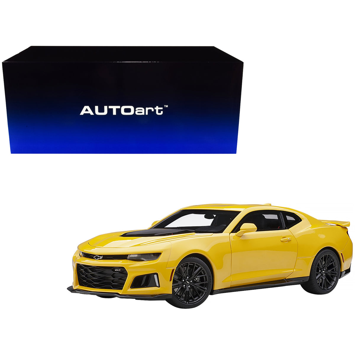 Chevrolet Camaro Zl1 Bright Yellow 1/18 Model Car By Autoart