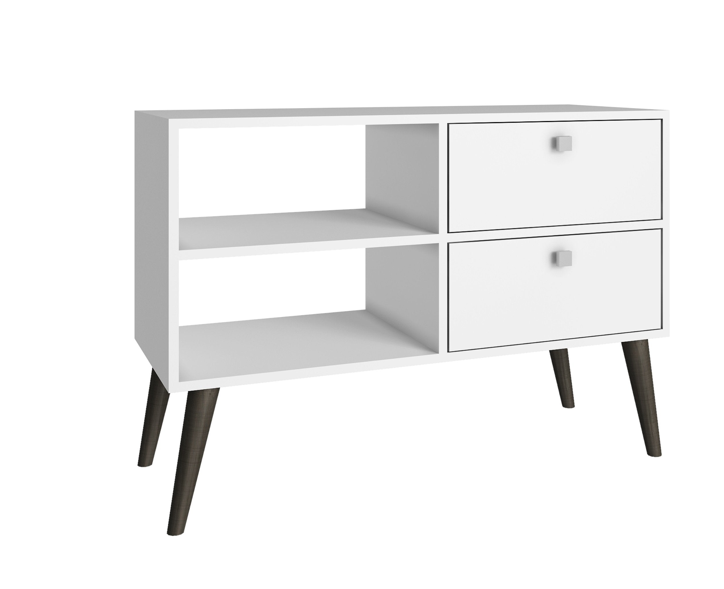 Accentuations by Manhattan Comfort Practical Dalarna TV Stand with 2 Open Shelves and 2- Drawers in White