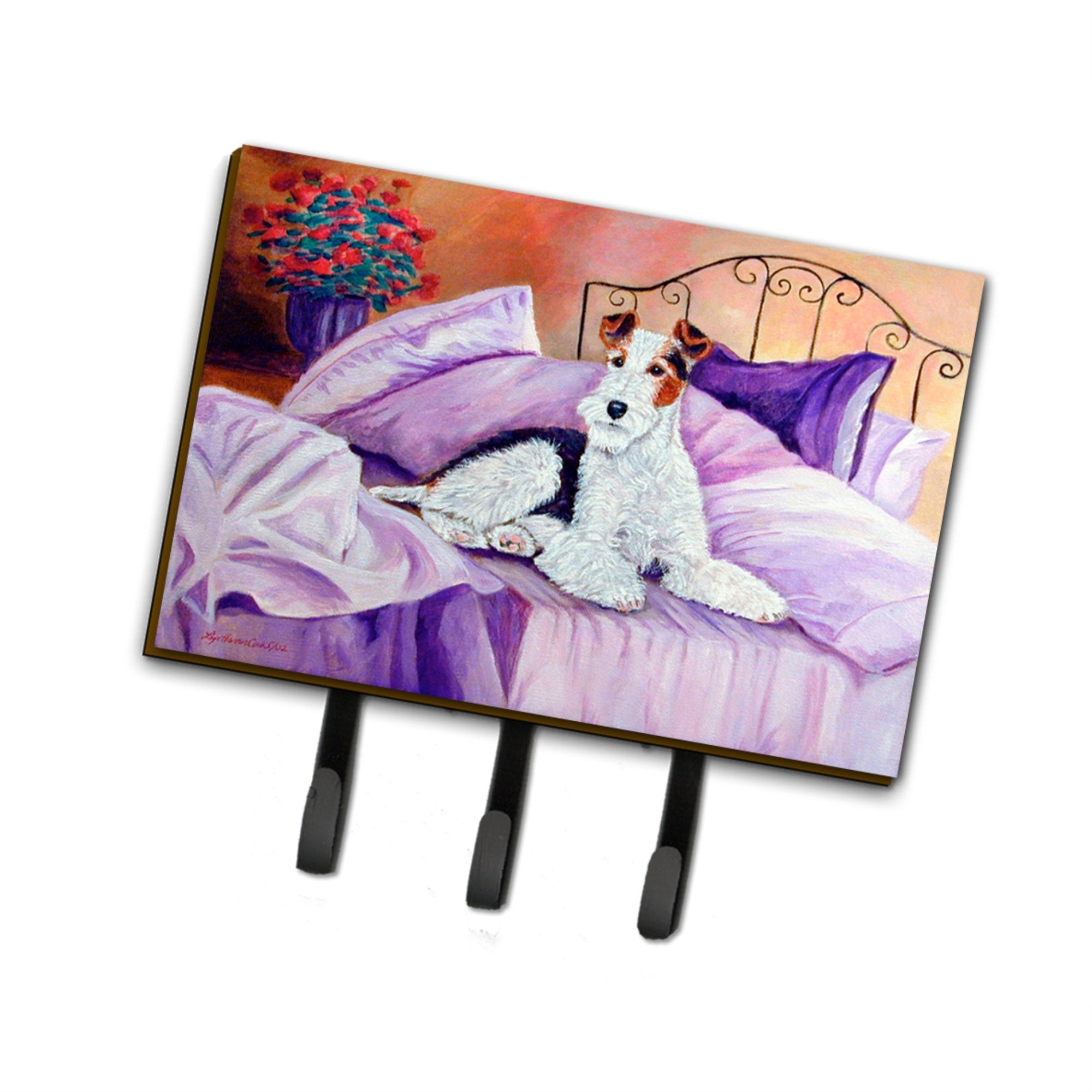 Caroline'S Treasures 7121Th68 Fox Terrier Waiting On Mom Leash Holder Or Key Hook, Large, Multicolor