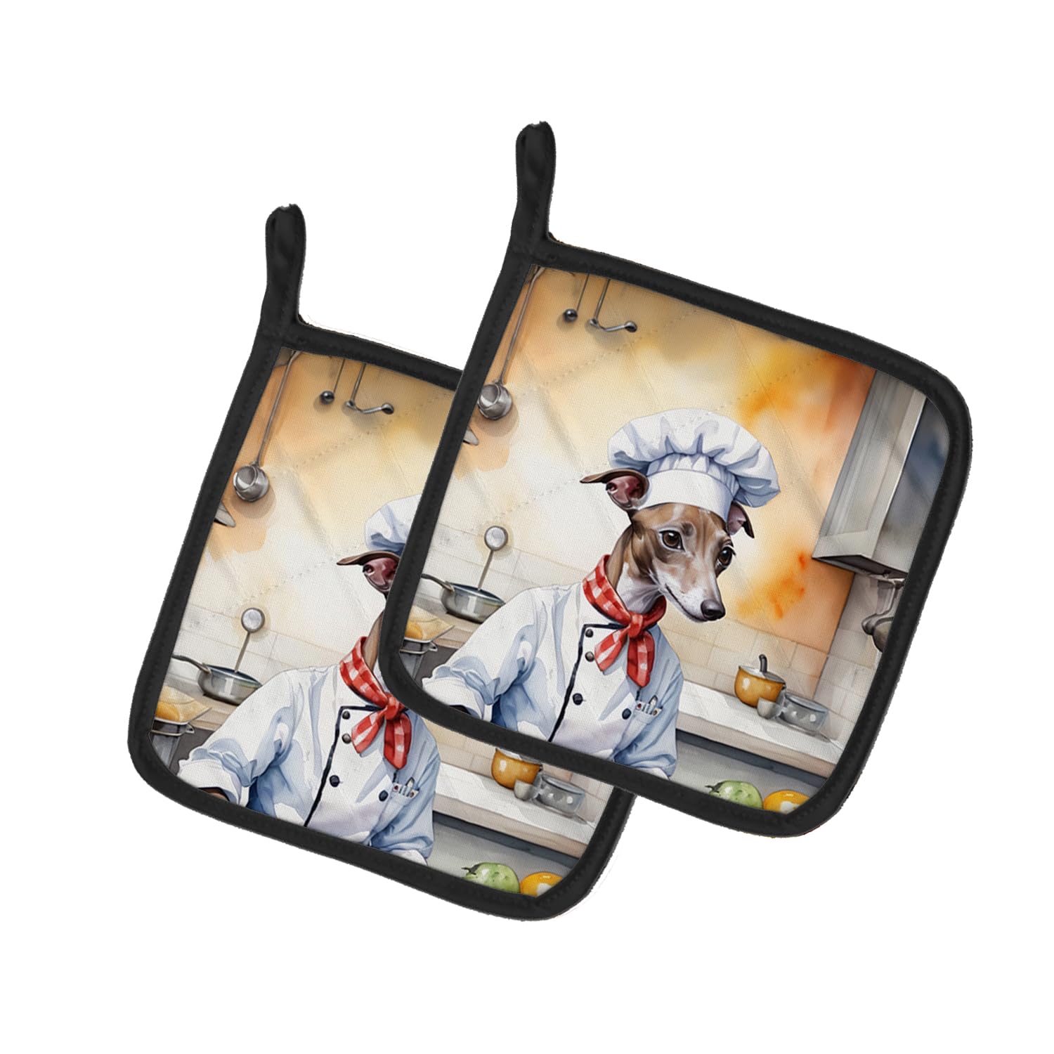 Italian Greyhound The Chef Pair of Pot Holders