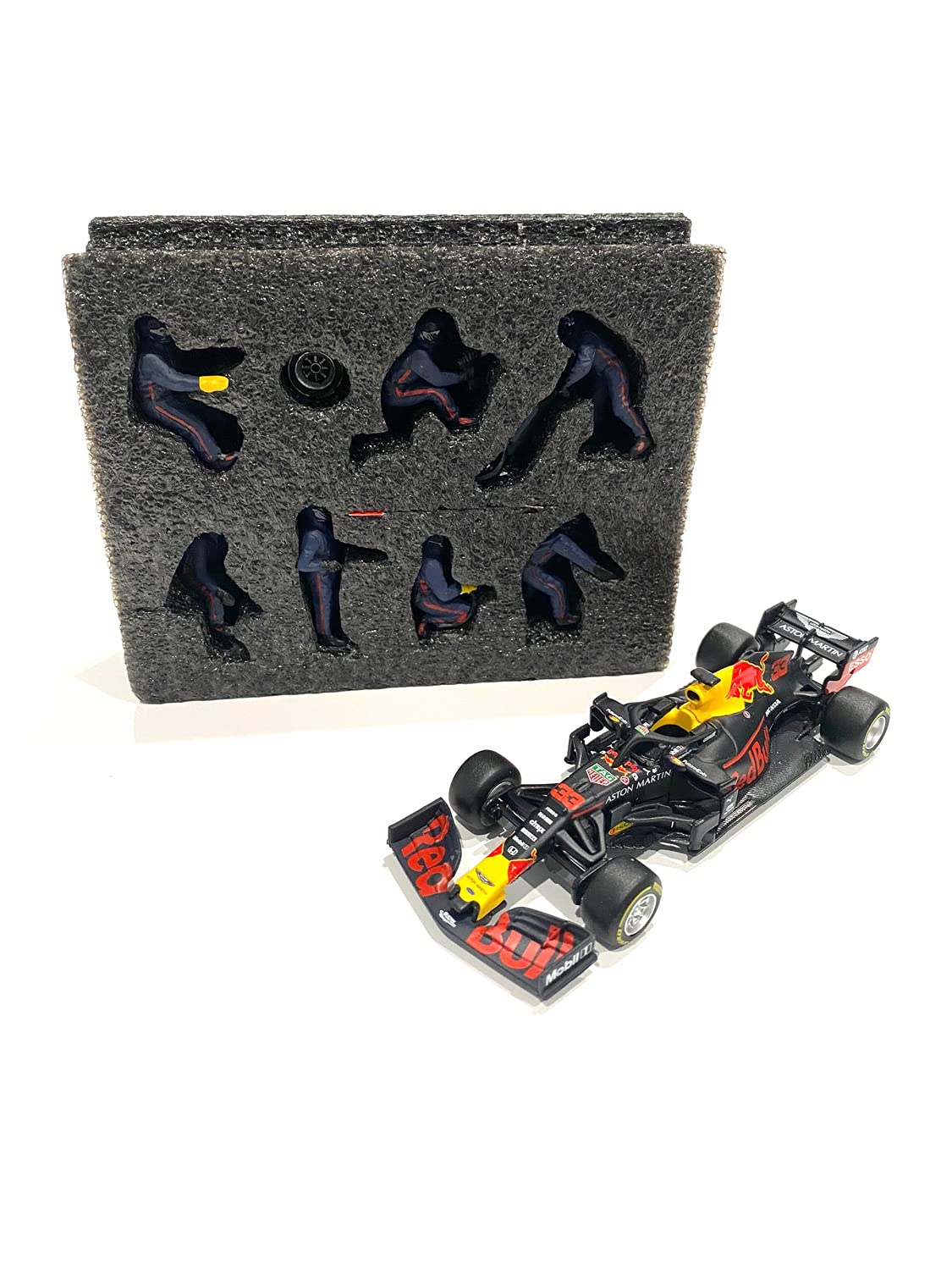 American Diorama 1:43 Pit Crew Figures (Team Blue) Set Of 7 Figures With 1X Free 143 F1 Die Cast Red Bull #33 Max